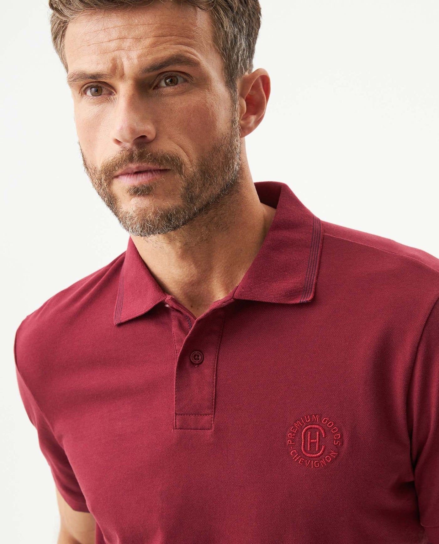 Men's Slim Fit Polo Shirt in Cotton Stretch Blend, Driftwood 609G011 - 4