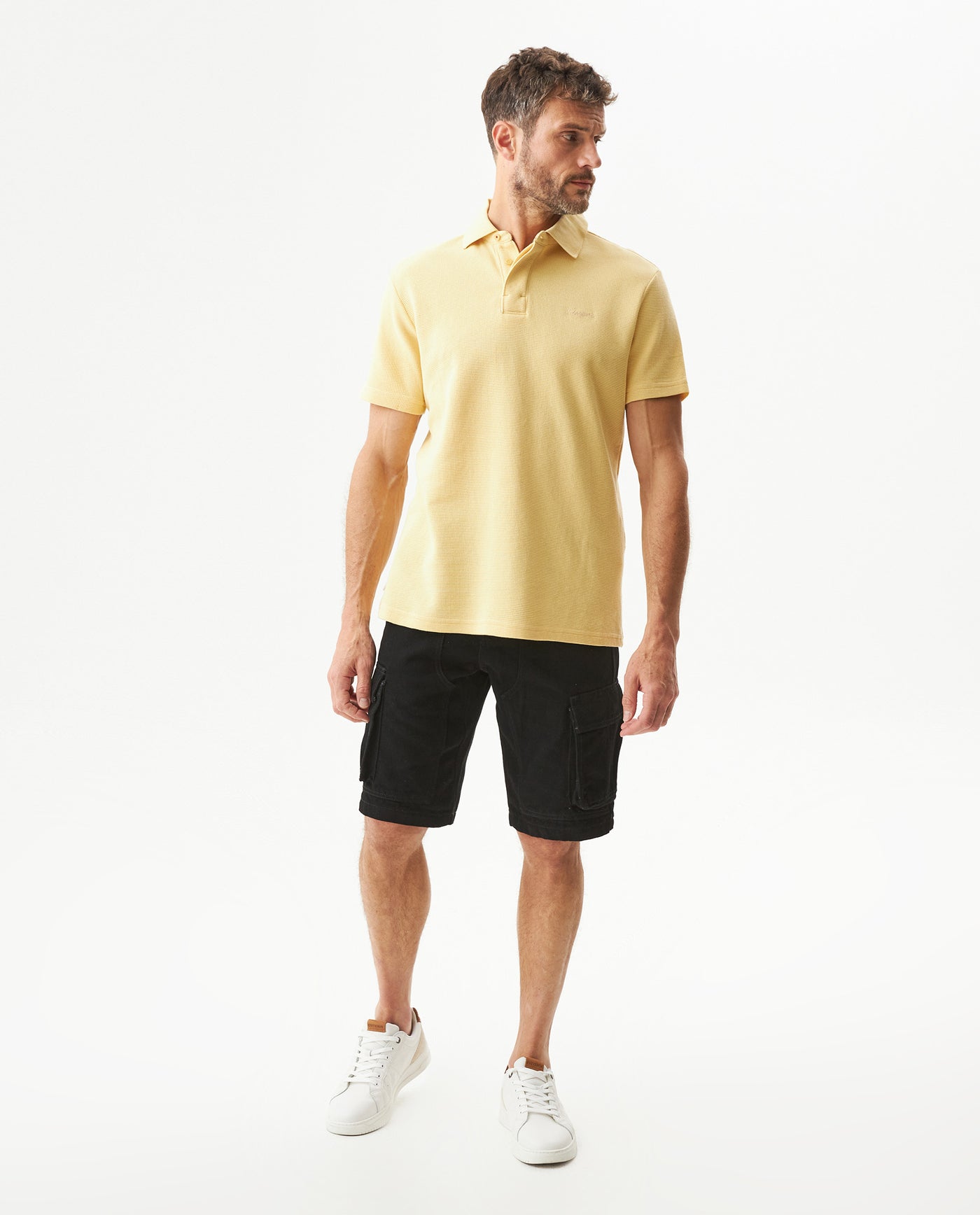 Men's Relaxed Fit Short Sleeve Polo Shirt in Cotton-Polyester Blend, Shine - 3