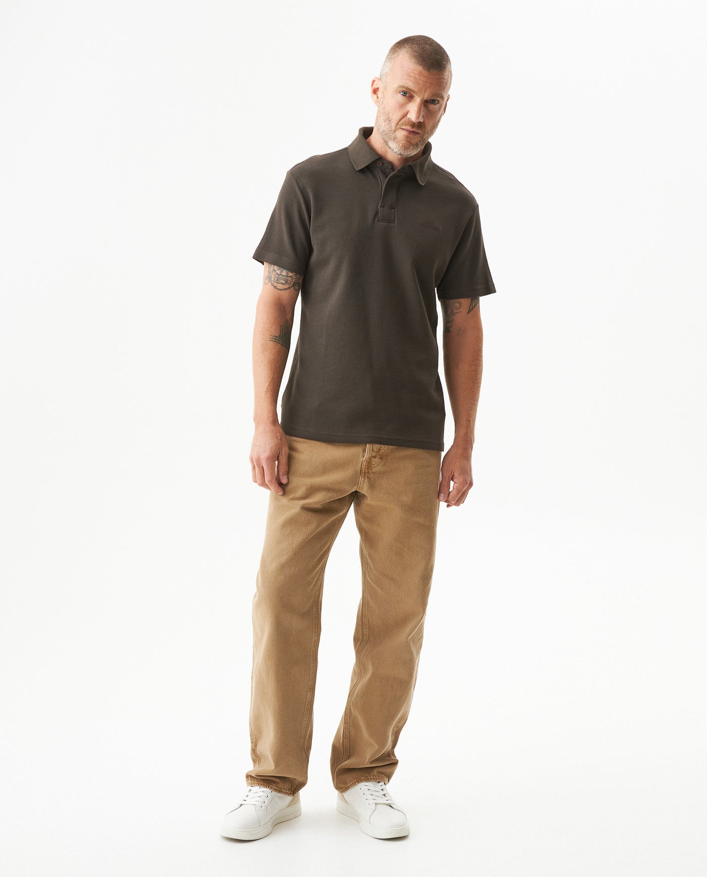 Men's Relaxed Fit Short Sleeve Polo Shirt in Cotton-Polyester Blend, Shine - 3