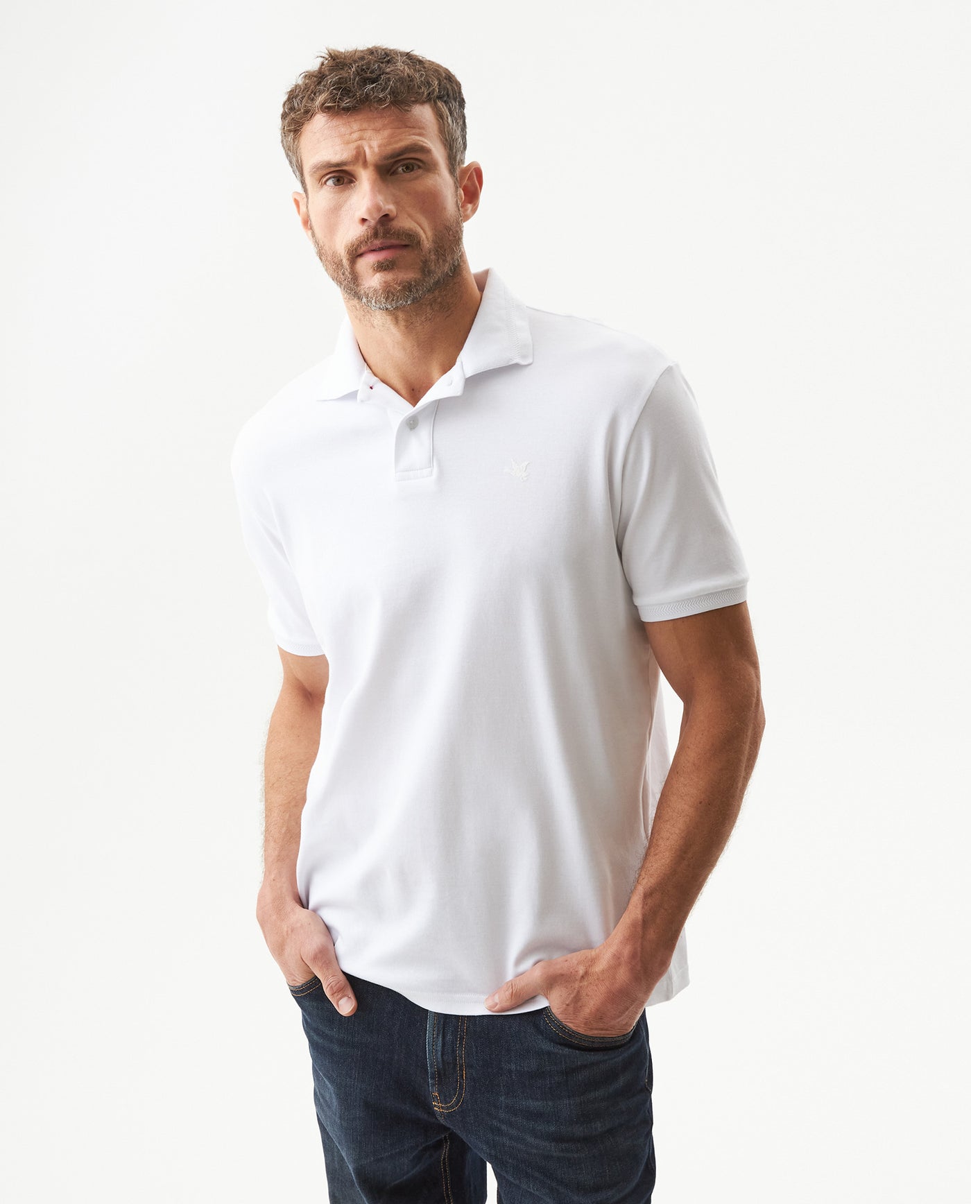 Men's Regular Fit Short Sleeve Polo Shirt in Cotton Moonlight 63_609G022_BLA110601_0
