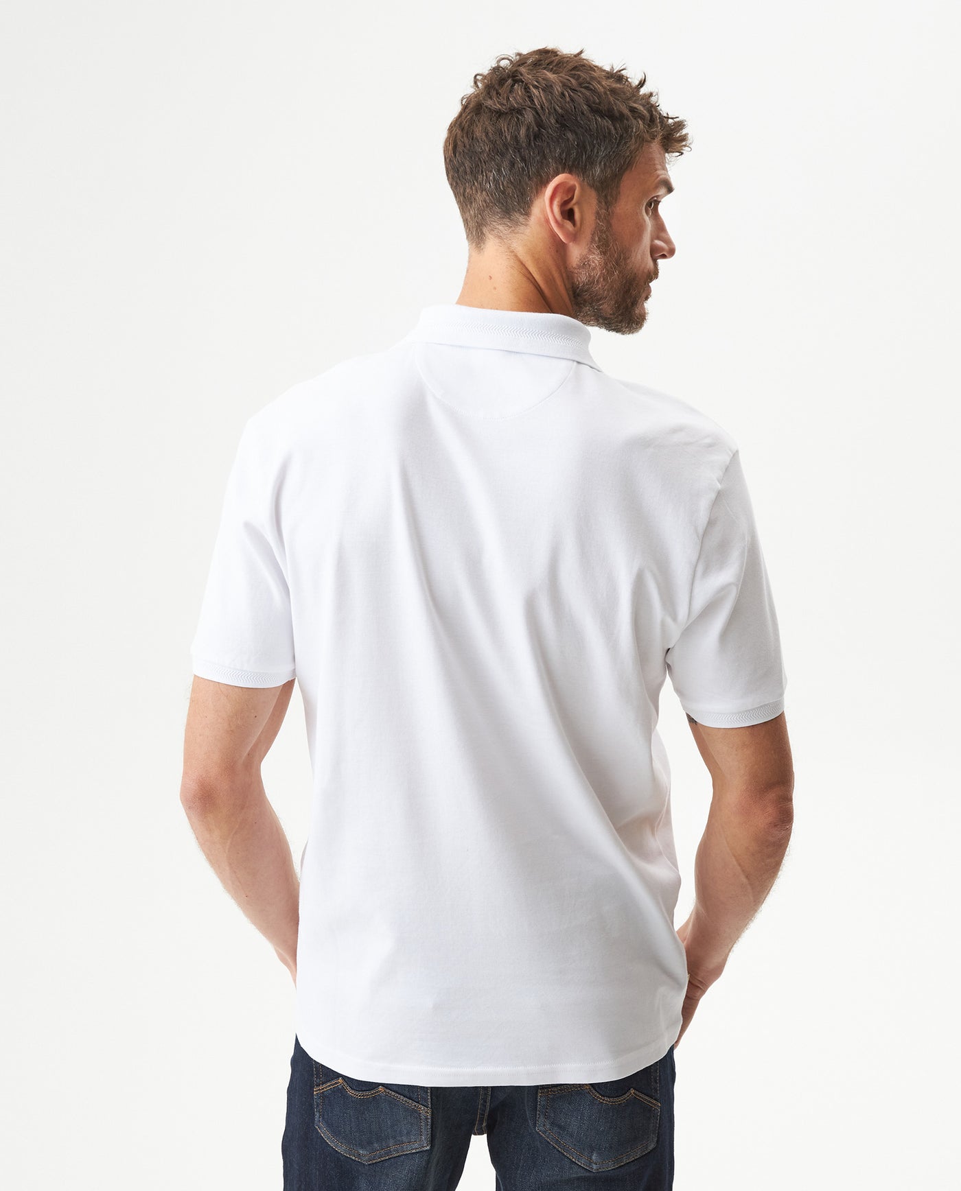 Men's Regular Fit Short Sleeve Polo Shirt in Cotton Moonlight 63_609G022_BLA110601_6