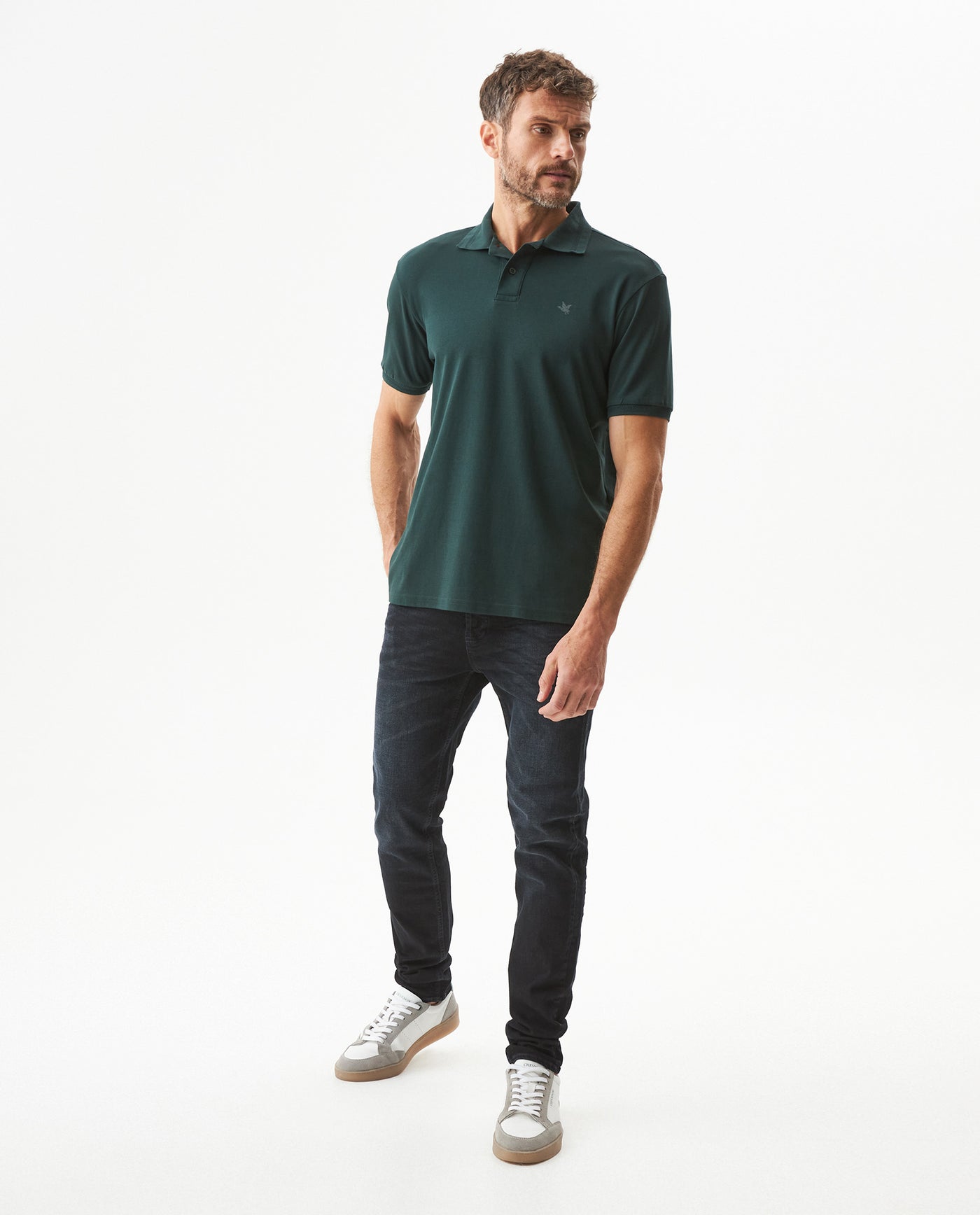Men's Regular Fit Short Sleeve Polo Shirt in Cotton Moonlight 63_609G022_VER195350_4