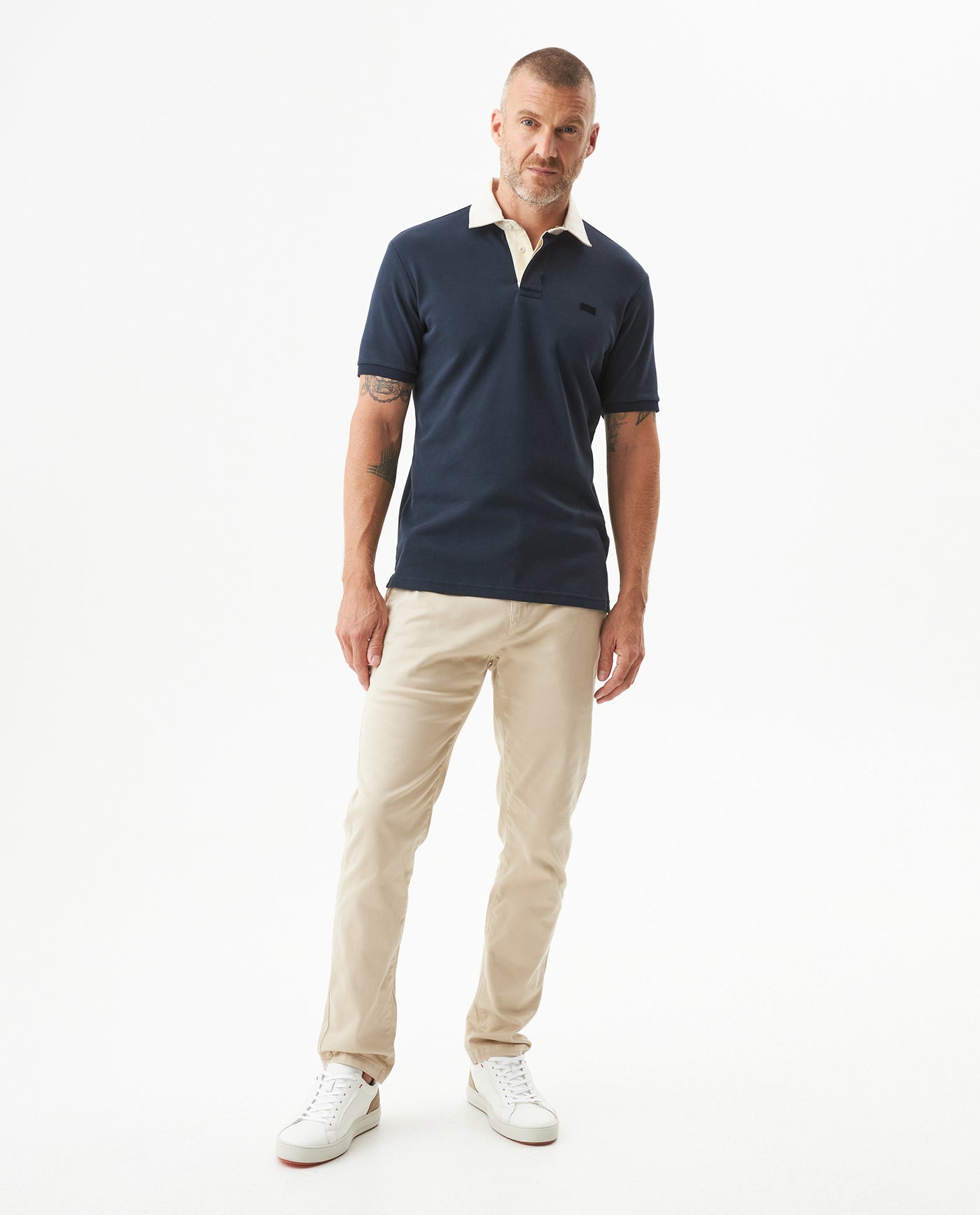Men's Short Sleeve Printed Logo Slim Fit Polo Shirt in Cotton Majestic 63_609G030_AZU194024_4