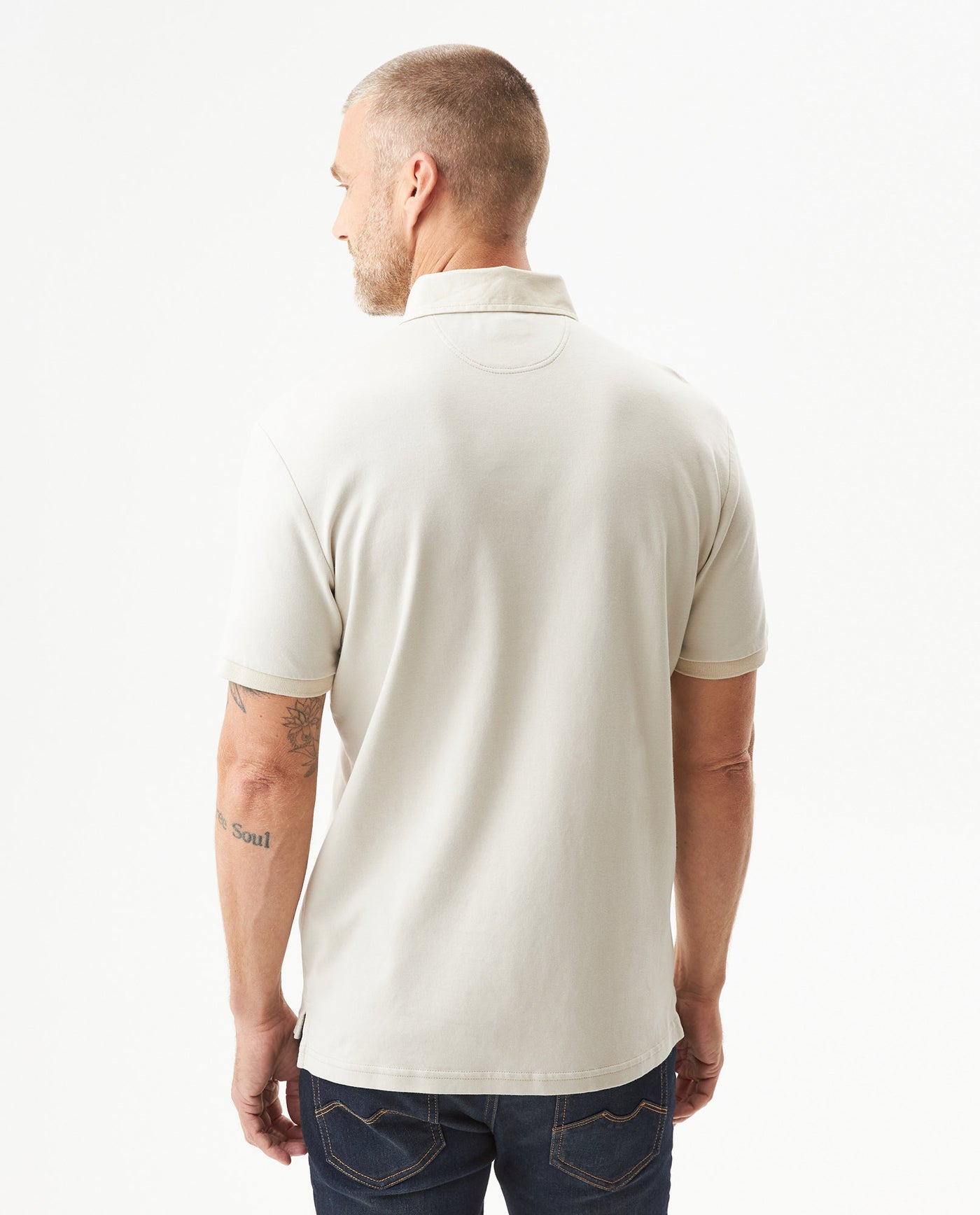Men's Short Sleeve Printed Logo Slim Fit Polo Shirt in Cotton Majestic 63_609G030_BEI160924_6