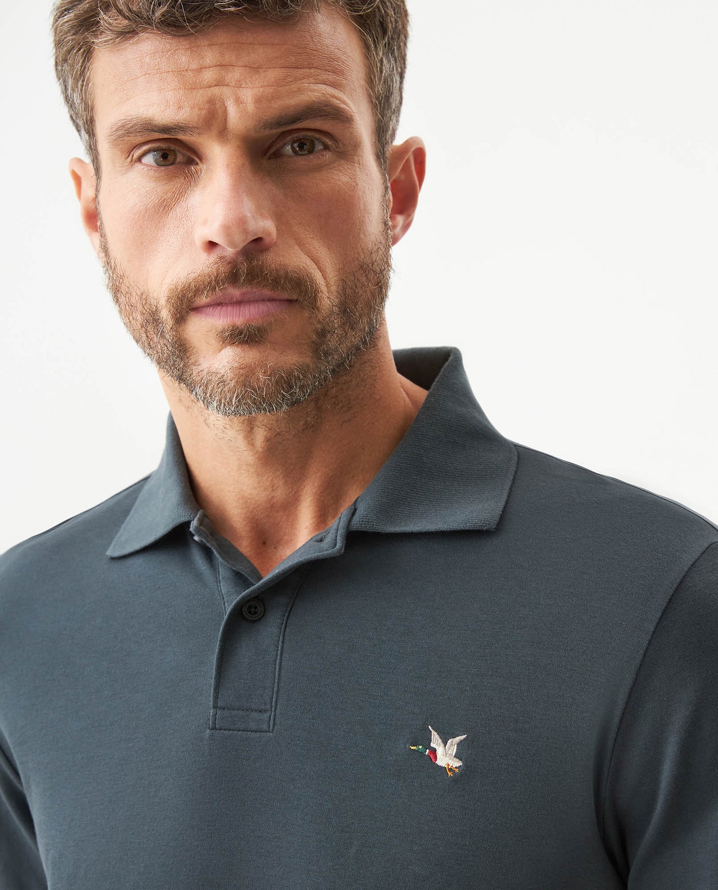 Men's Long Sleeve Slim Fit Polo Shirt in Cotton, Offshore 609G035 - 4