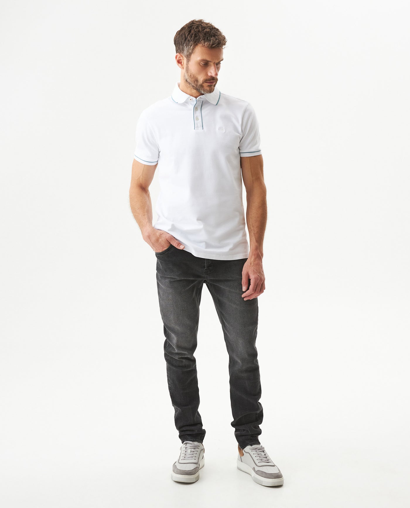 Men's Polo Shirt - White 609G040 - 3