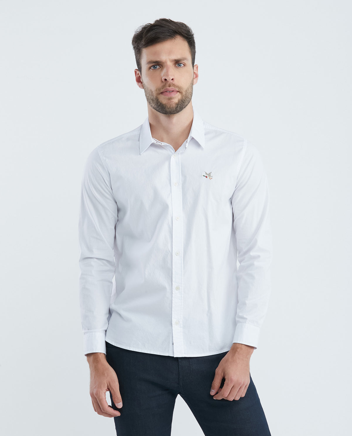 Men's Slim Fit Oxford Long Sleeve Shirt - White 63_610E027_BLA110601_0