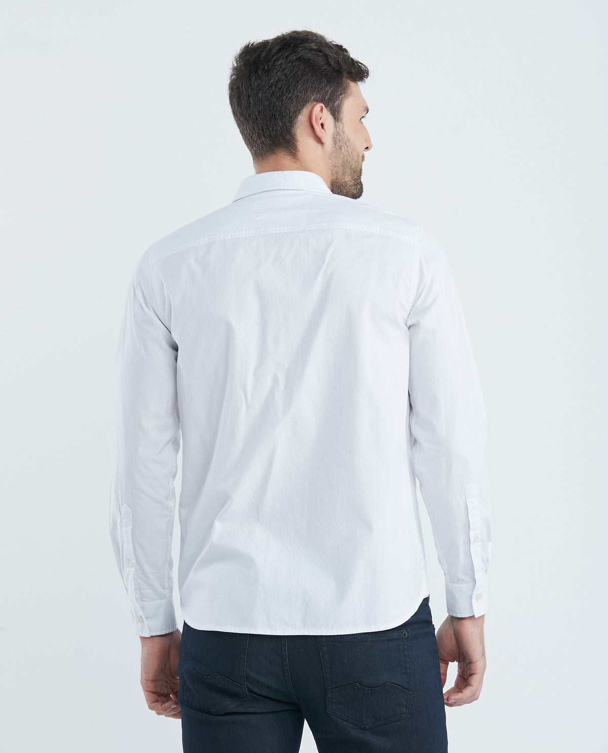 Men's Slim Fit Oxford Long Sleeve Shirt - White 63_610E027_BLA114001_4