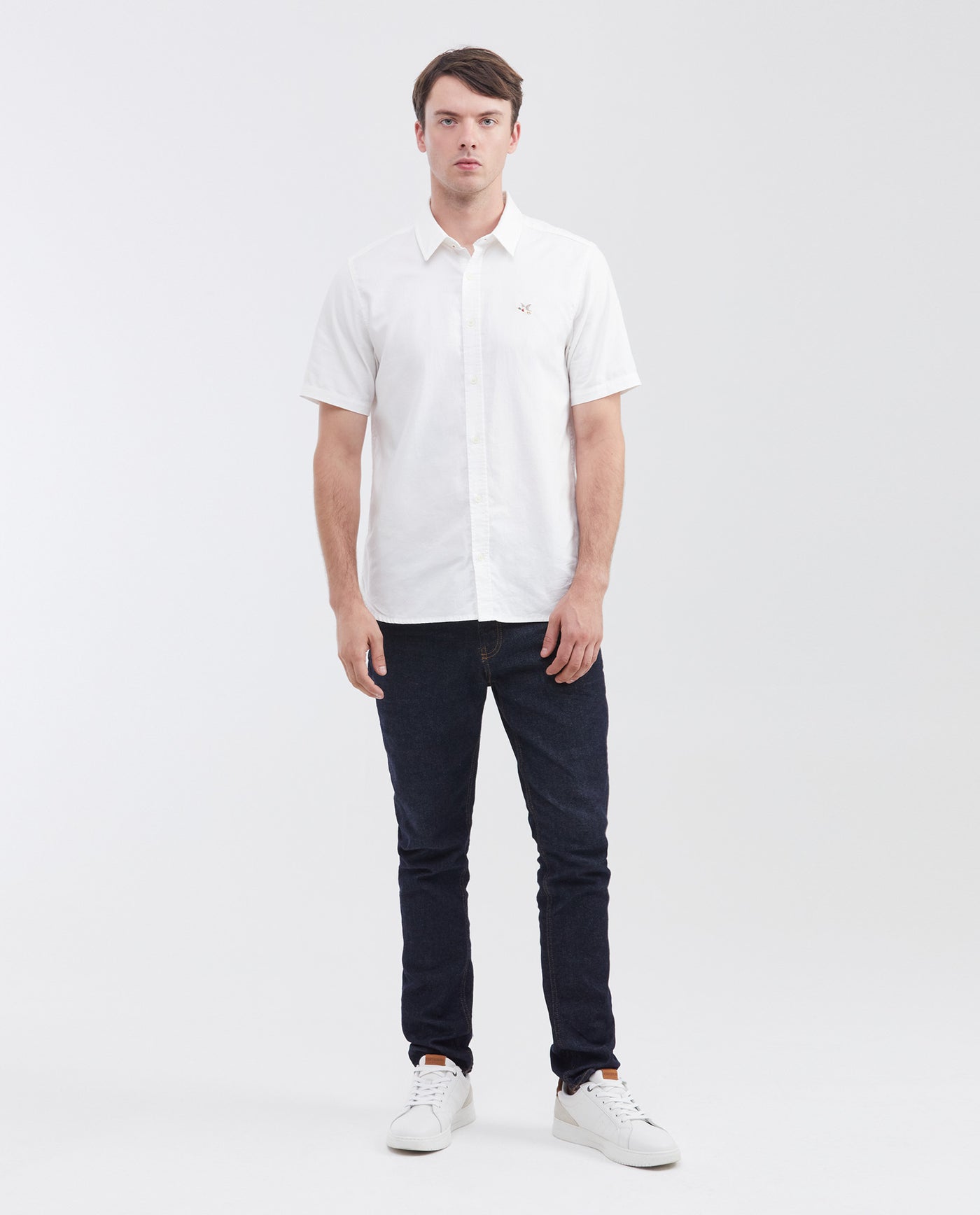 Men's Slim Fit Short Sleeve Shirt Color Duck Natural Buttons in Cotton 63_610F026_BLA110601_3