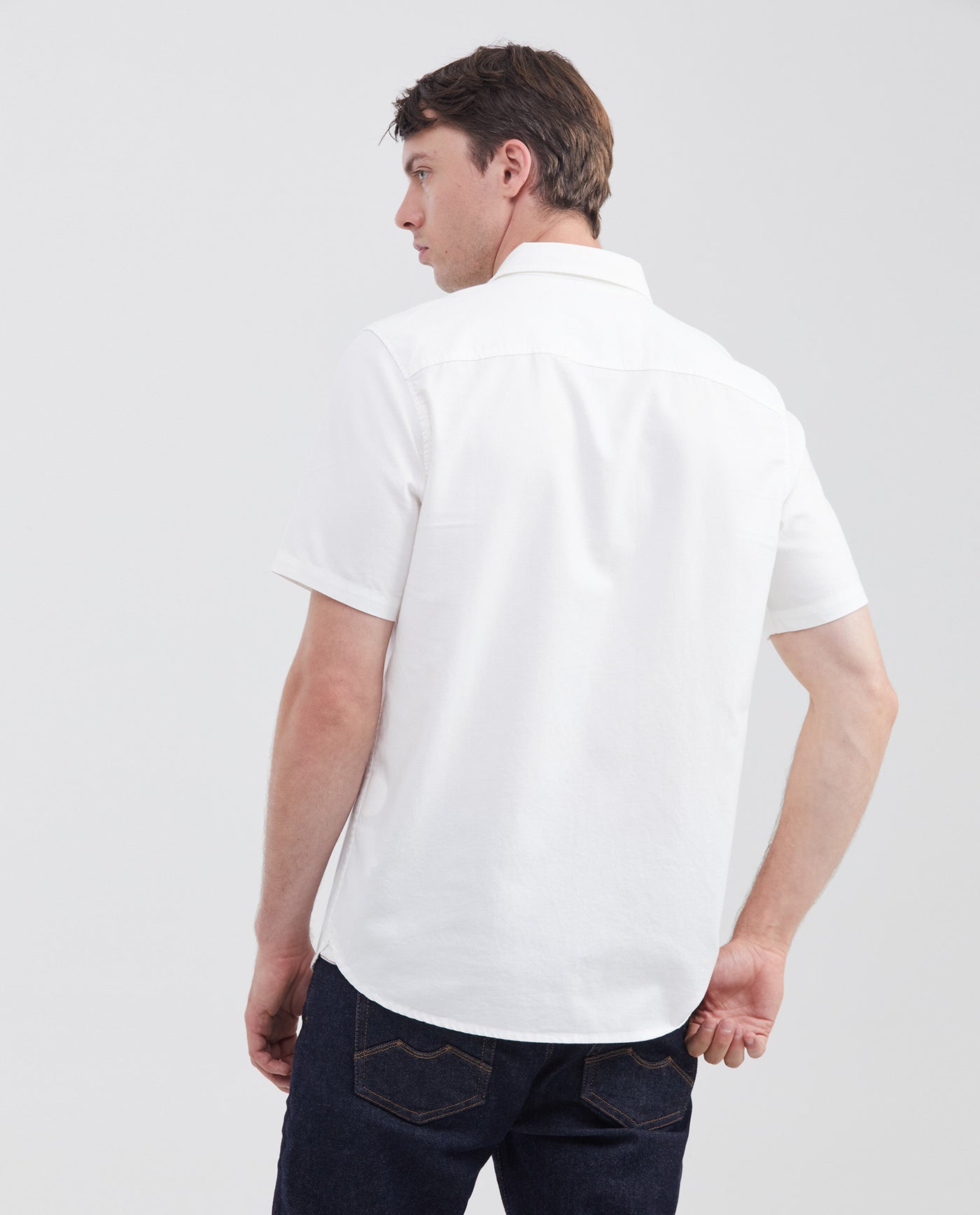 Men's Slim Fit Short Sleeve Shirt Color Duck Natural Buttons in Cotton 63_610F026_BLA110601_6