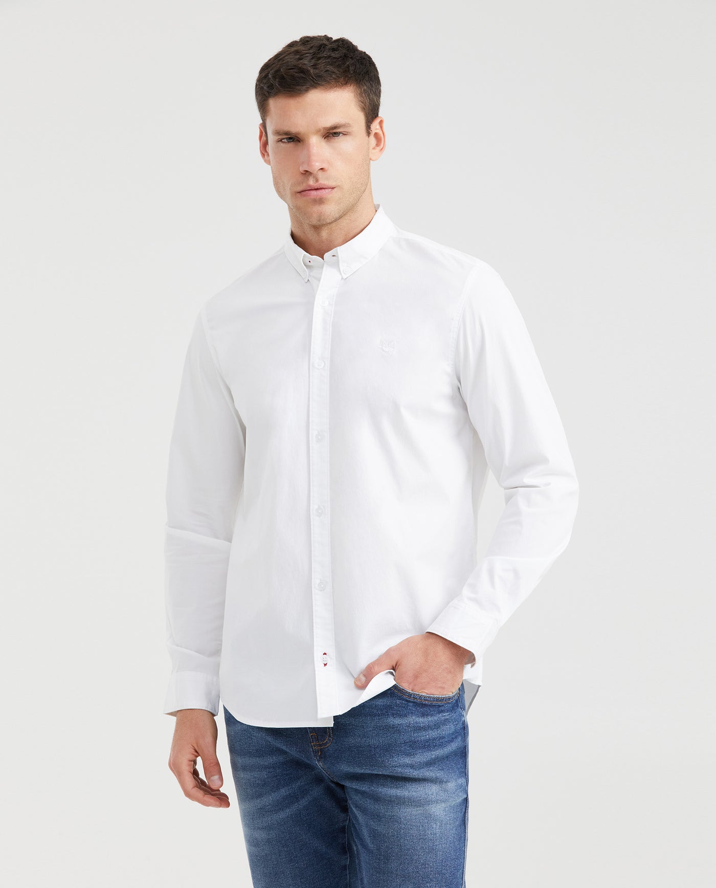 Men's Long Sleeve Shirt Classic Fit in Cotton Stretch Blend 63_610G066_BLA110601_0
