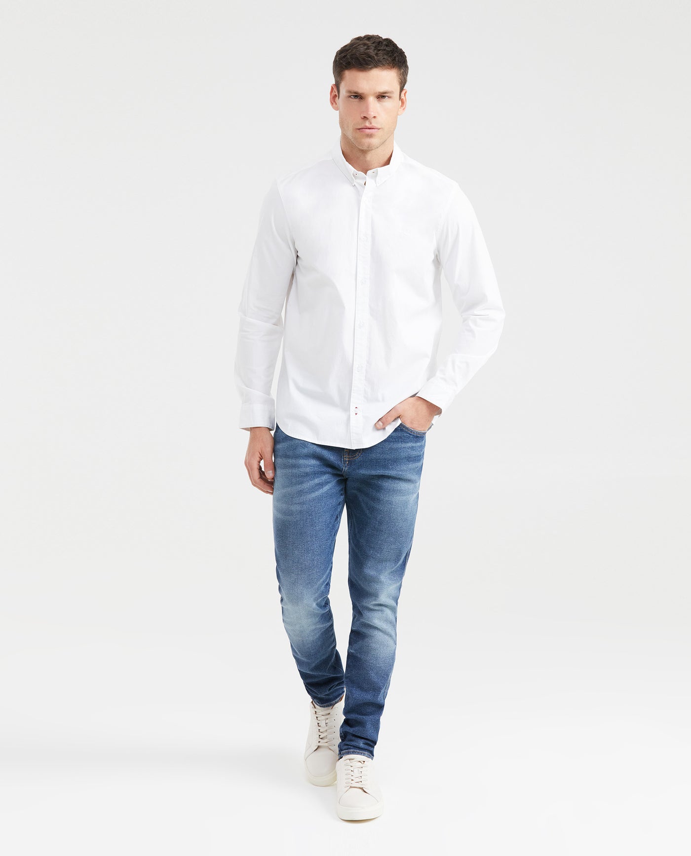 Men's Long Sleeve Shirt Classic Fit in Cotton Stretch Blend 63_610G066_BLA110601_6