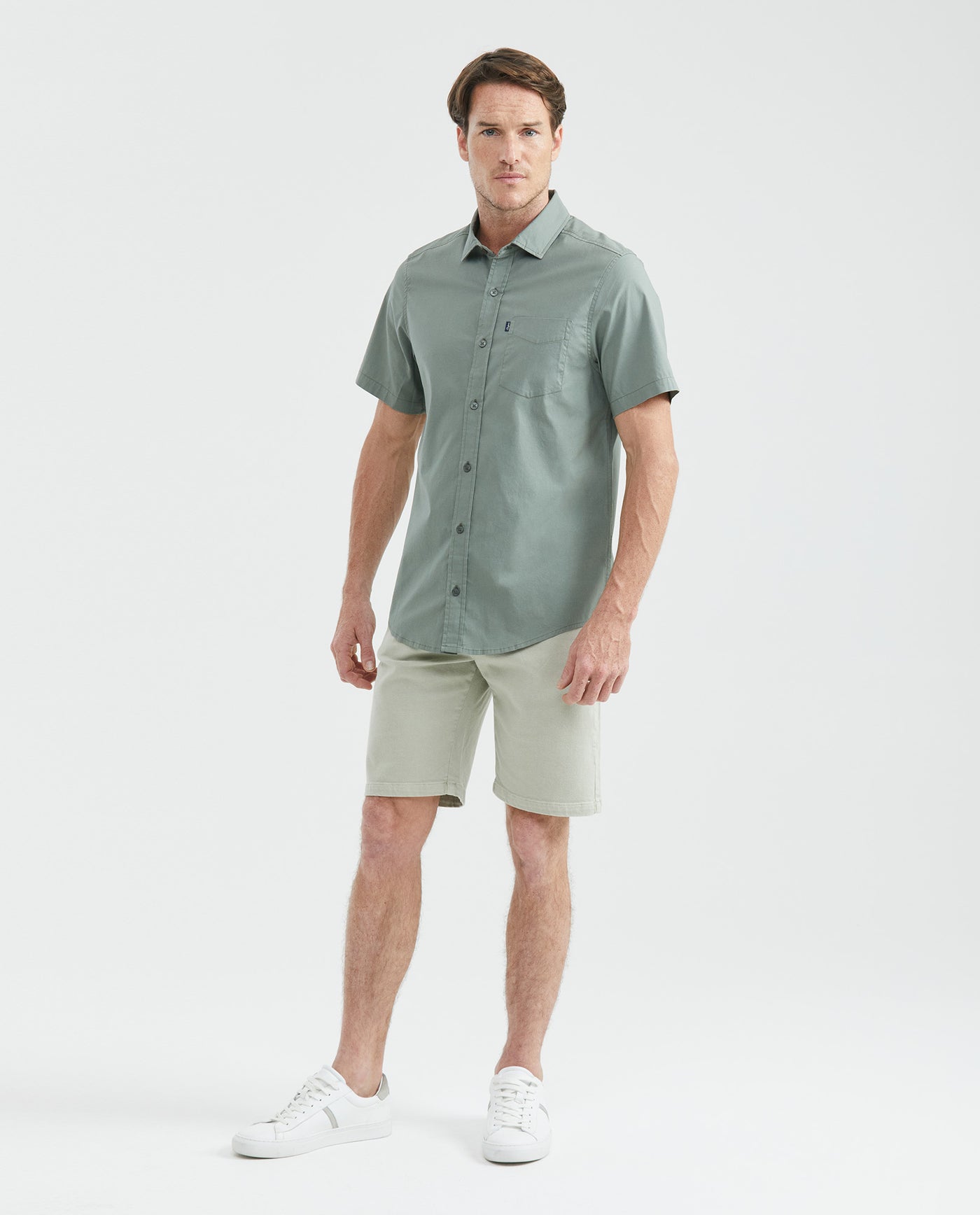 Men's Carbon Pocket Short Sleeve Slim Fit Shirt Cotton Stretch - 2