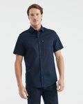 Men's Carbon Pocket Short Sleeve Slim Fit Shirt Cotton Stretch
