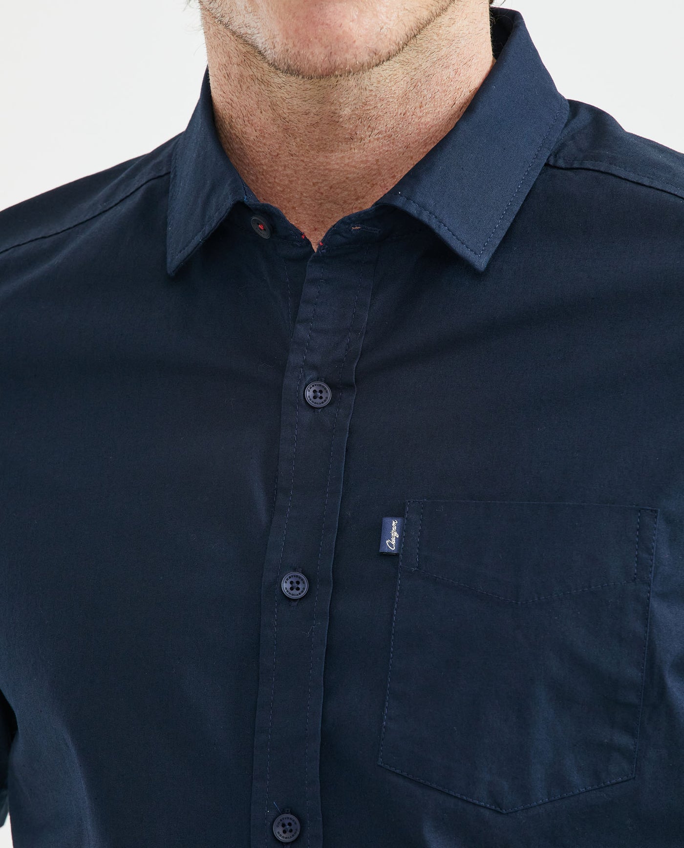 Men's Carbon Pocket Short Sleeve Slim Fit Shirt Cotton Stretch - 3