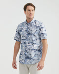 Men's Shirt Classic Fit Short Sleeve Palm Print - Blue