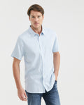 Men's Shirt Slim Fit Short Sleeve Twill Neps Effect - Blue