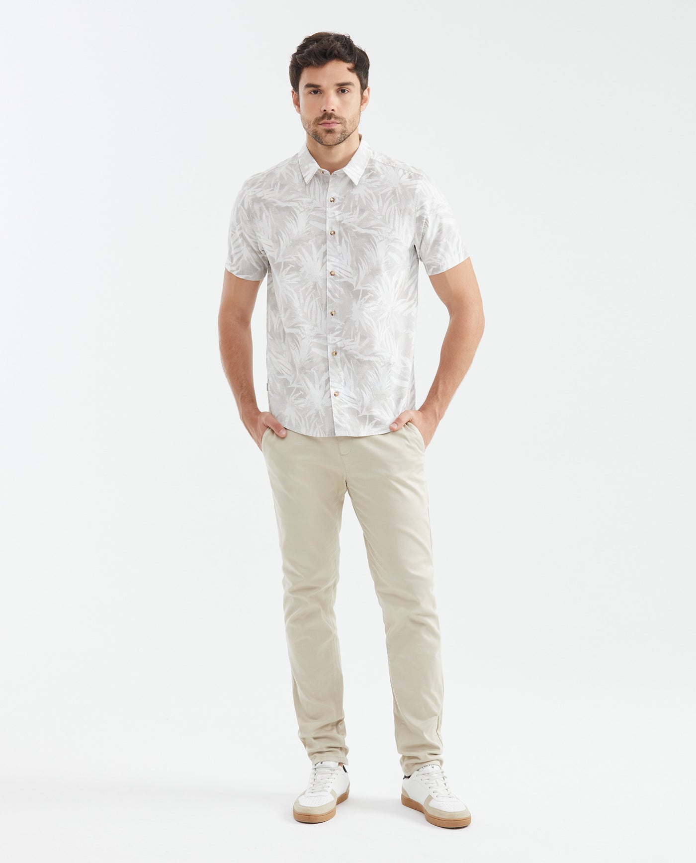 Men's Resort Short Sleeve Shirt Maxi Print Finished Button in Cotton 611F009 - 2
