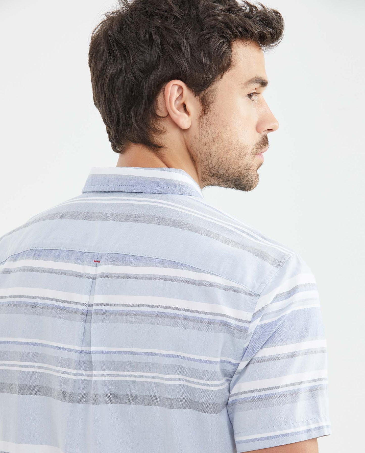 Men's Shirt, Classic Fit Short Sleeve - Stripes - Blue - 5