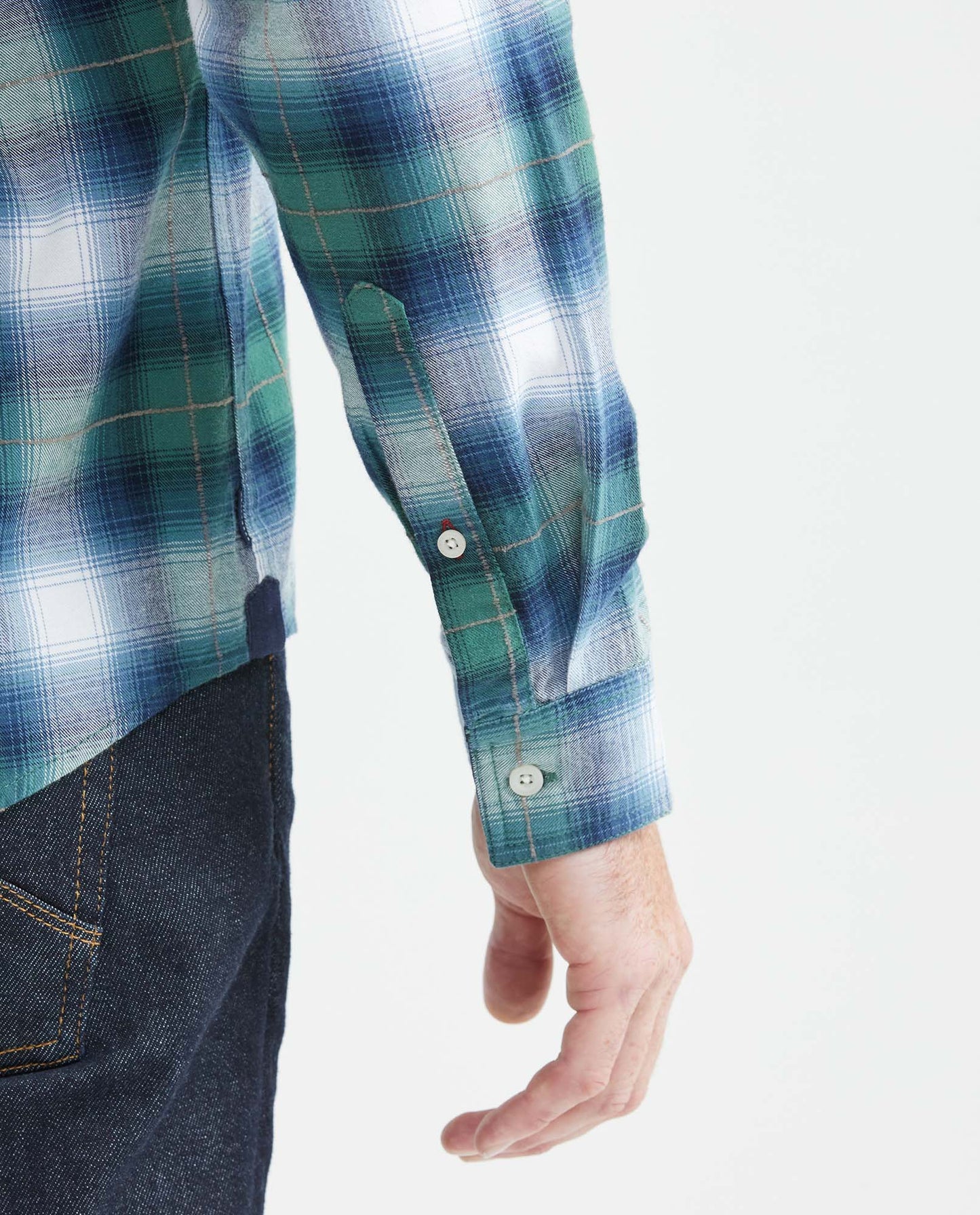 Men's Shirt, Slim Fit Long Sleeve - Plaid with Dobby - Blue - 6