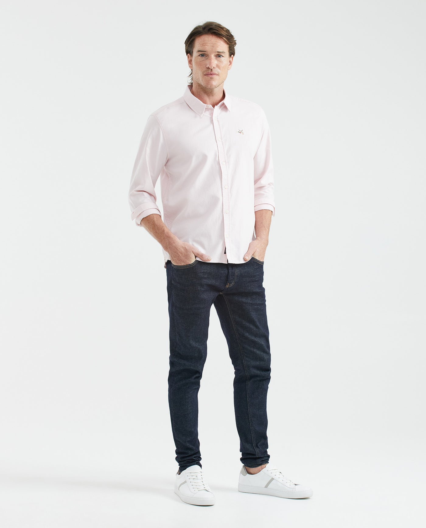 Men's Shirt, Slim Fit Long Sleeve - 100% Cotton Oxford - Pink 611F027 - 2