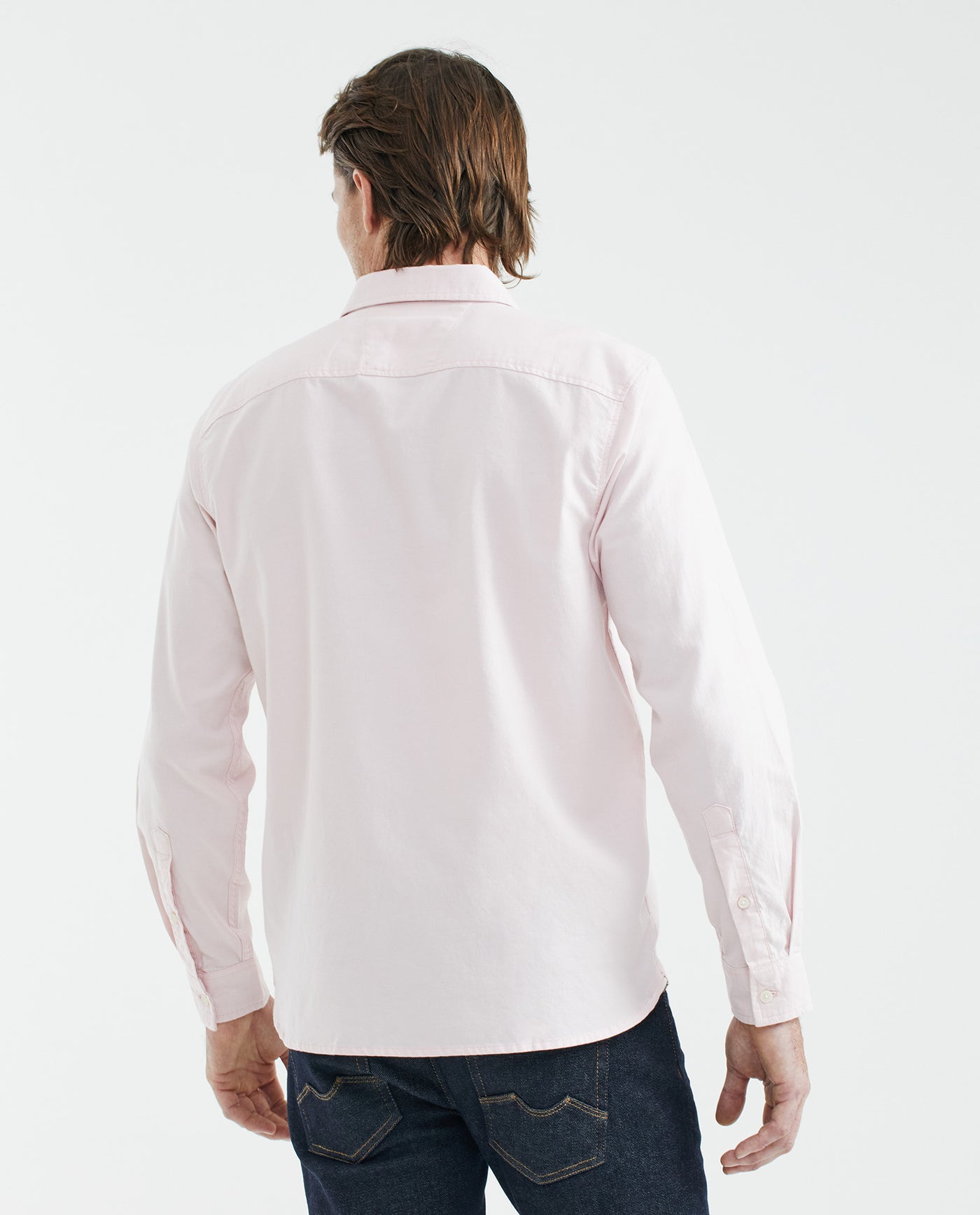 Men's Shirt, Slim Fit Long Sleeve - 100% Cotton Oxford - Pink 611F027 - 5