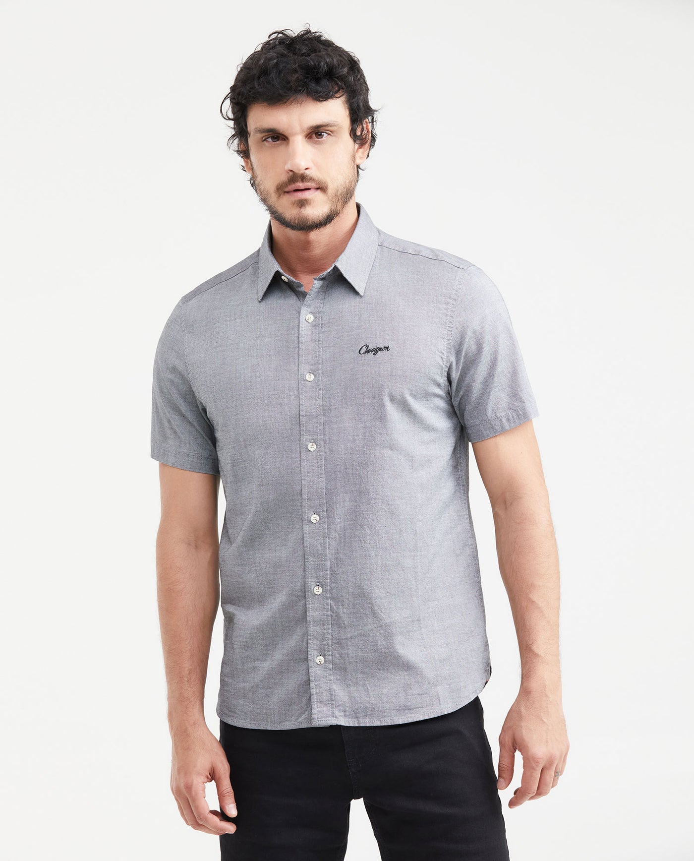 Men's Shirt, Short Sleeve, Slim Fit - Black 611G011 - 1