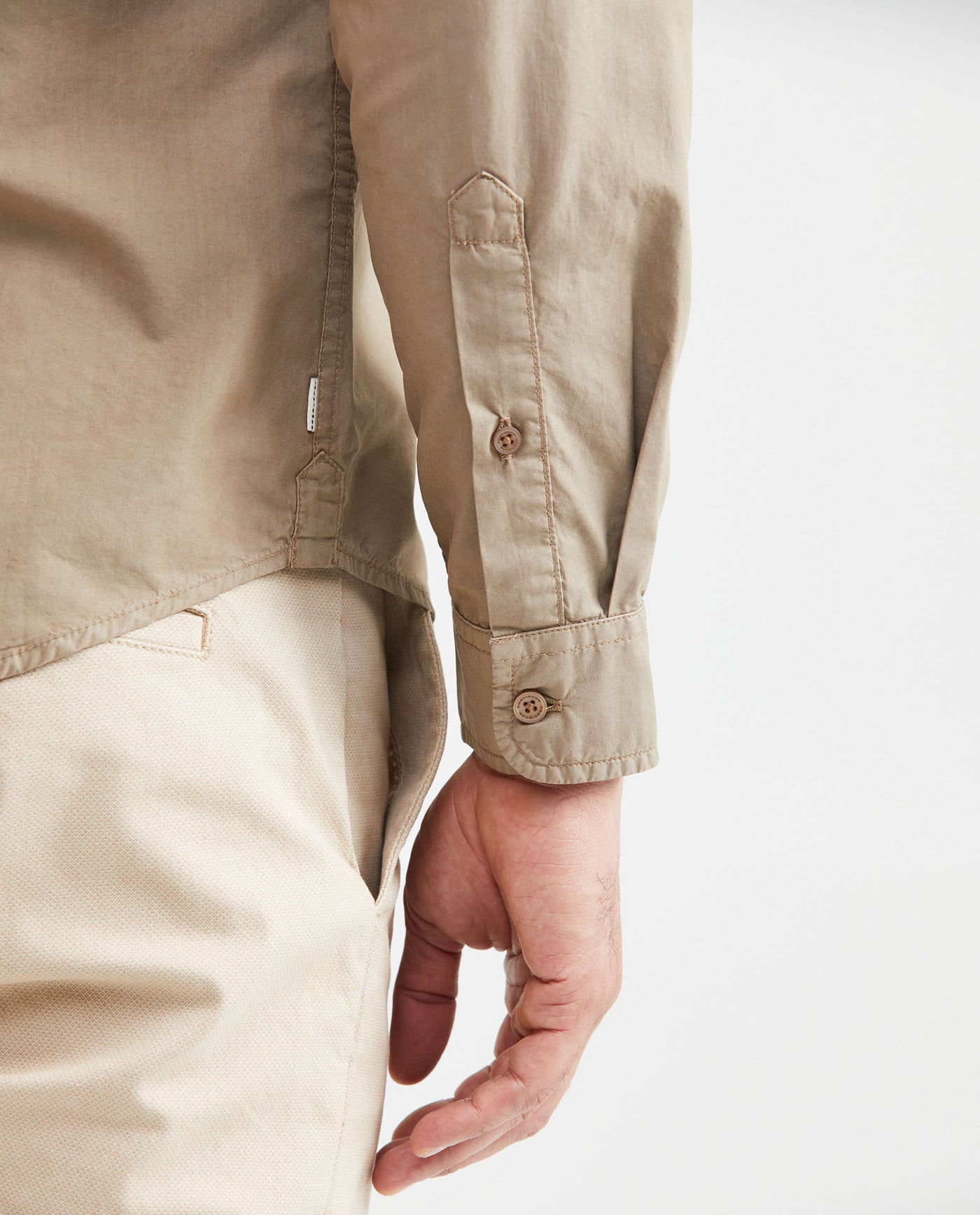 Men's Slim Fit Long Sleeve Shirt Cotton-Tencel Blend Tone-on-Tone Embroidery - 6
