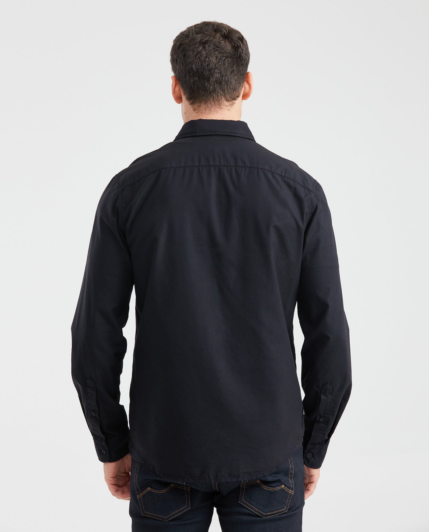 Men's Slim Fit Long Sleeve Shirt Cotton-Tencel Blend Tone-on-Tone Embroidery - 3