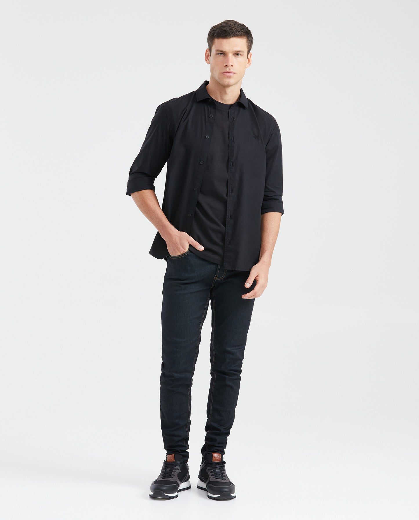 Men's Slim Fit Long Sleeve Shirt - Black - 5