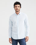 Men's Slim Fit Long Sleeve Dobby Shirt Collar Stays 100% Cotton