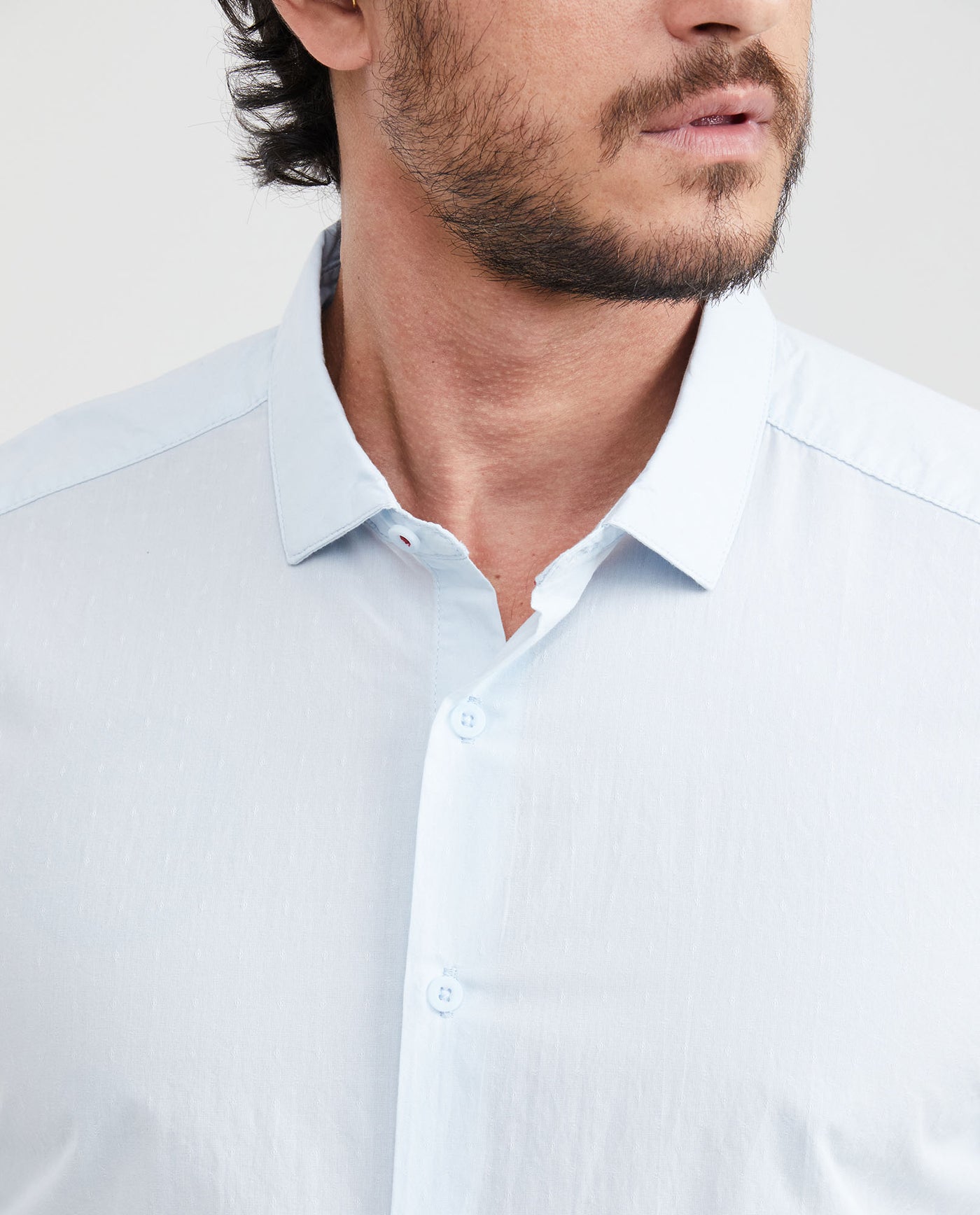 Men's Slim Fit Long Sleeve Dobby Shirt Collar Stays 100% Cotton - 2