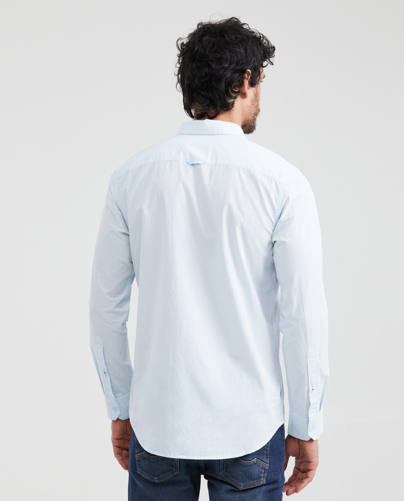 Men's Slim Fit Long Sleeve Dobby Shirt Collar Stays 100% Cotton - 3