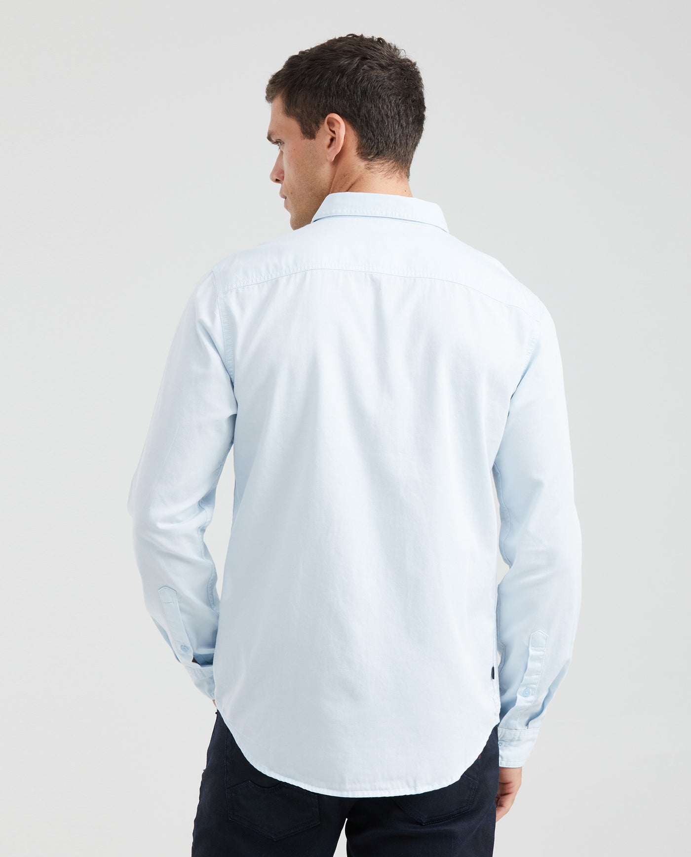 Men's Slim Fit Long Sleeve Shirt Tone-on-Tone Duck Shaped Side Vents 100% Cotton - 3