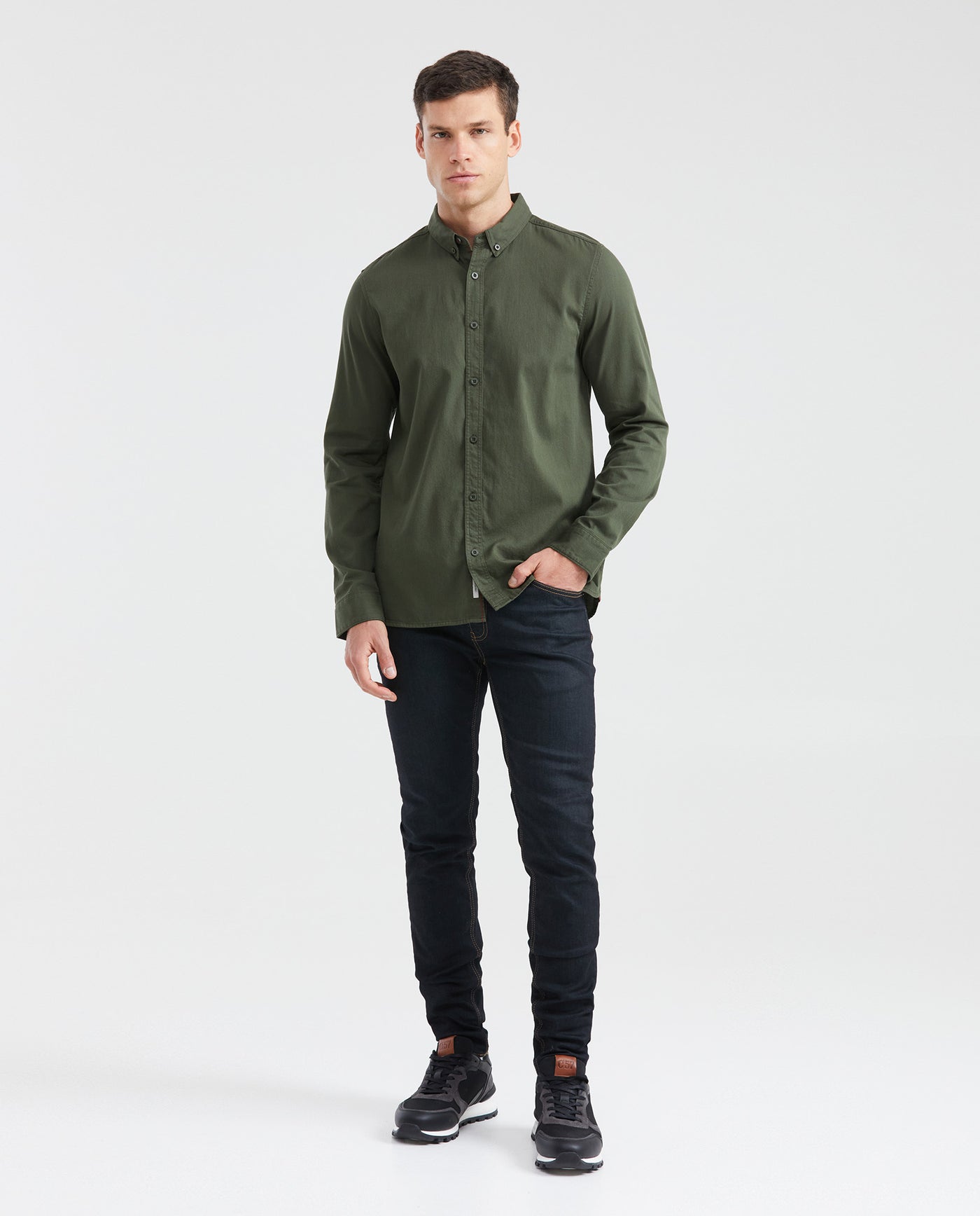 Men's Slim Fit Long Sleeve Button-Down Corduroy Shirt 100% Cotton - 7