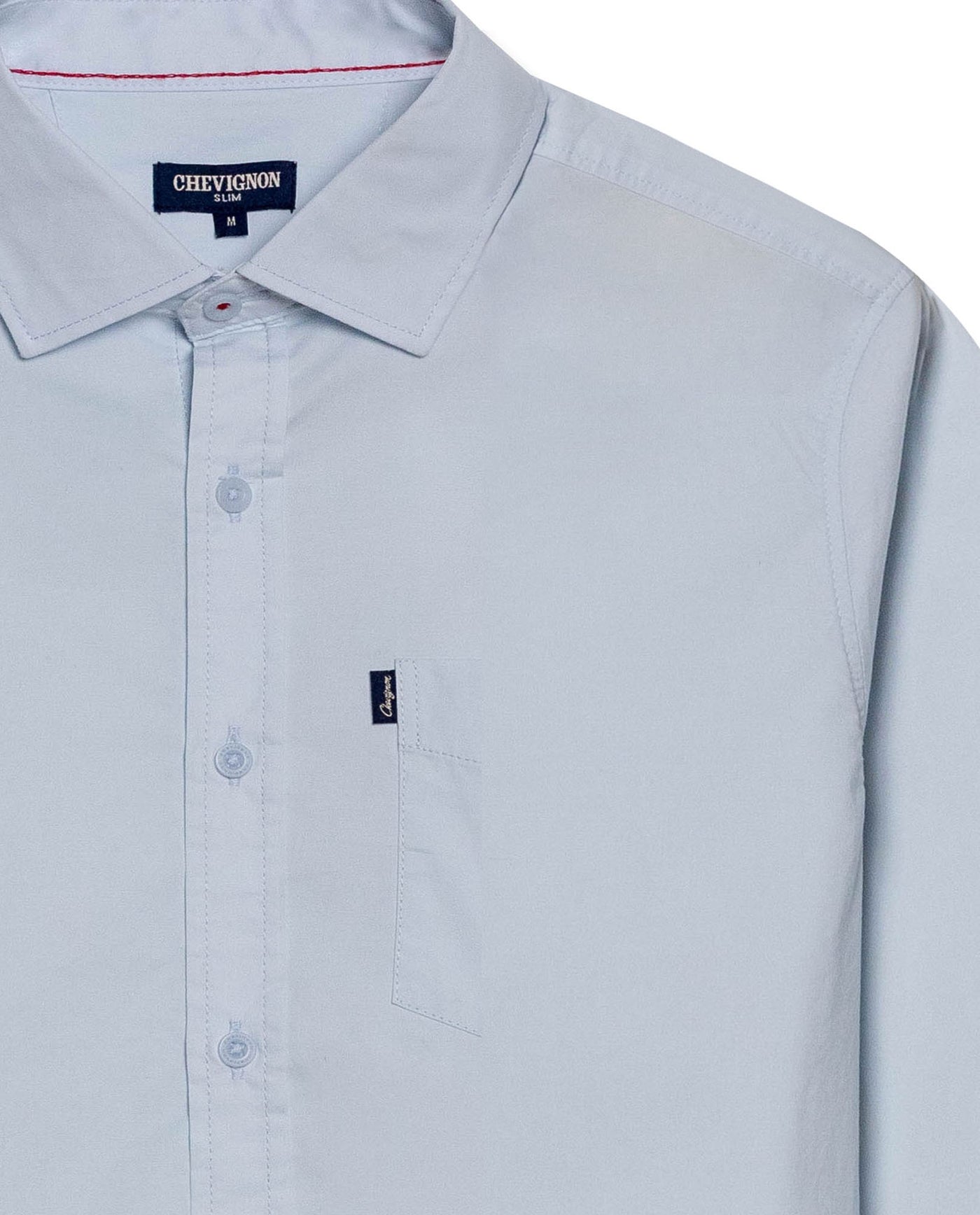 Mens Shirt Long Sleeve Slim Fit Open Collar Poplin Cotton Lycra Subtle Horizontal Ribs Woven Label - Blue 63_611H000_AZU124202_8
