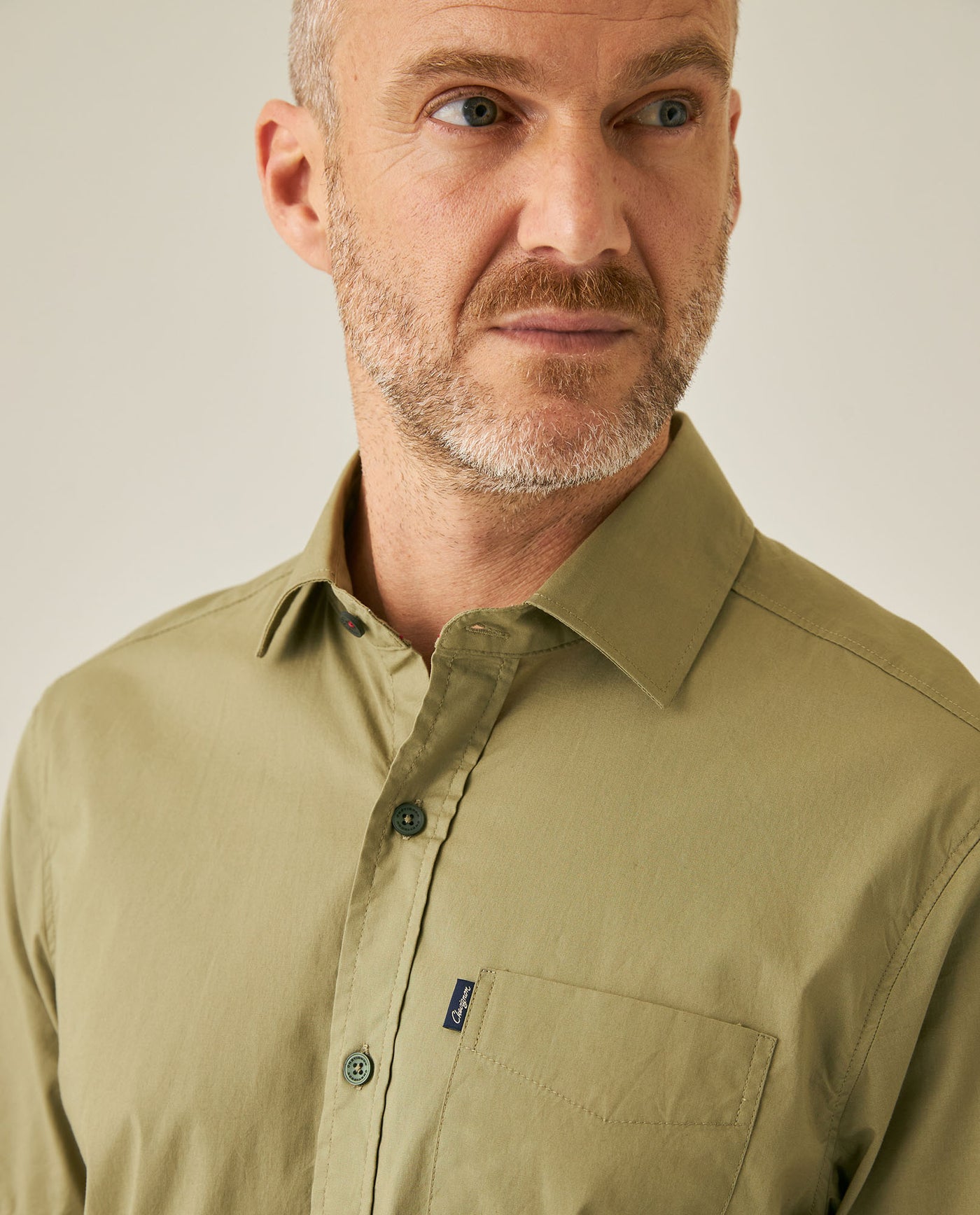 Mens Shirt Short Sleeve Slim Fit Spread Collar Poplin Cotton Lycra Woven Pocket Label - Green 63_611H001_VER170115_5