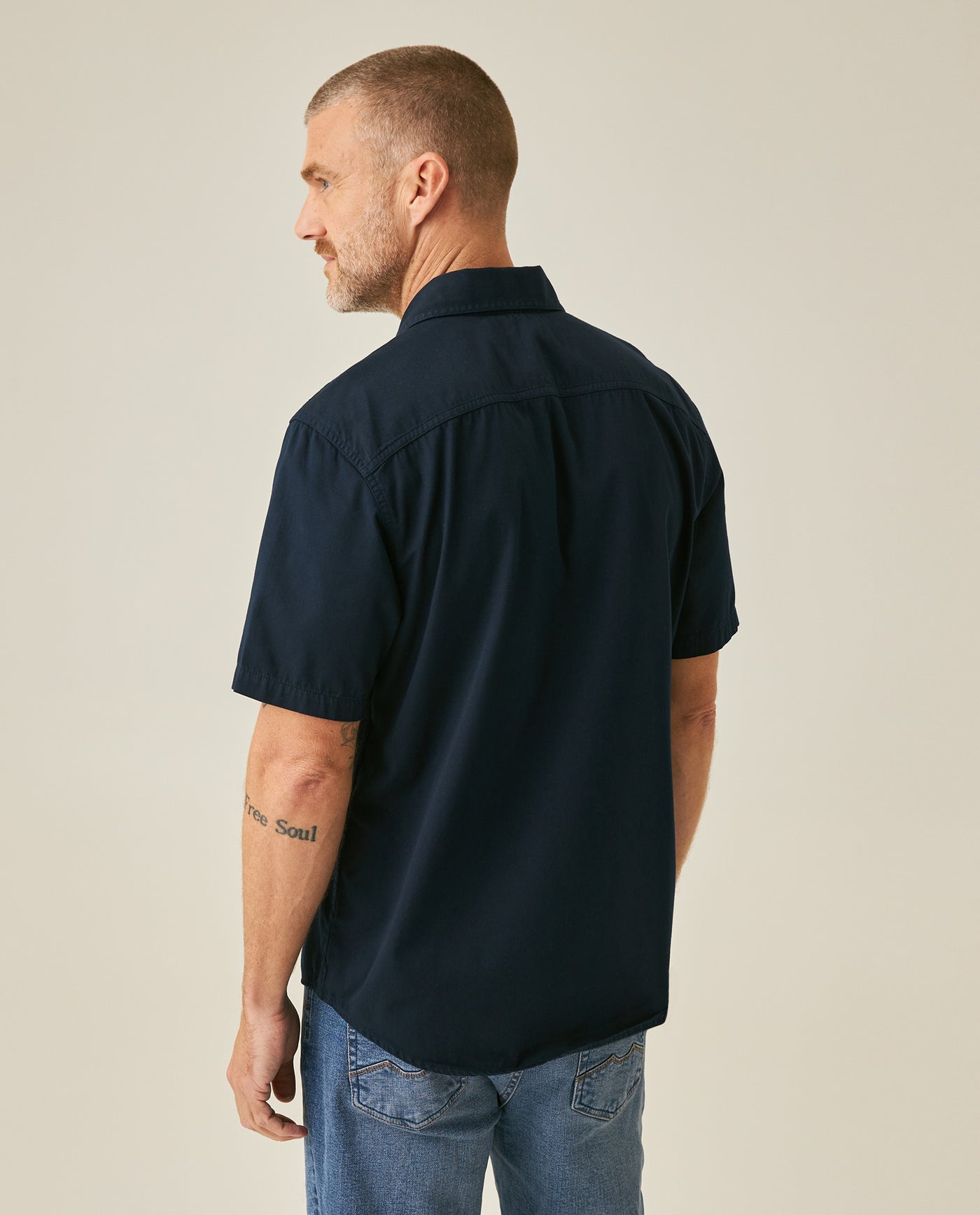 Mens Shirt Short Sleeve Slim Fit Twill Cotton Tone on Tone Duck Embroidery Marked Buttons - Blue 63_611H002_AZU193924_6