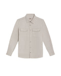 Men's Shirt Long Sleeve Regular Fit Lyocell Cotton Marked Diagonal Decorative Placket Yoke Patch Pocket - Beige