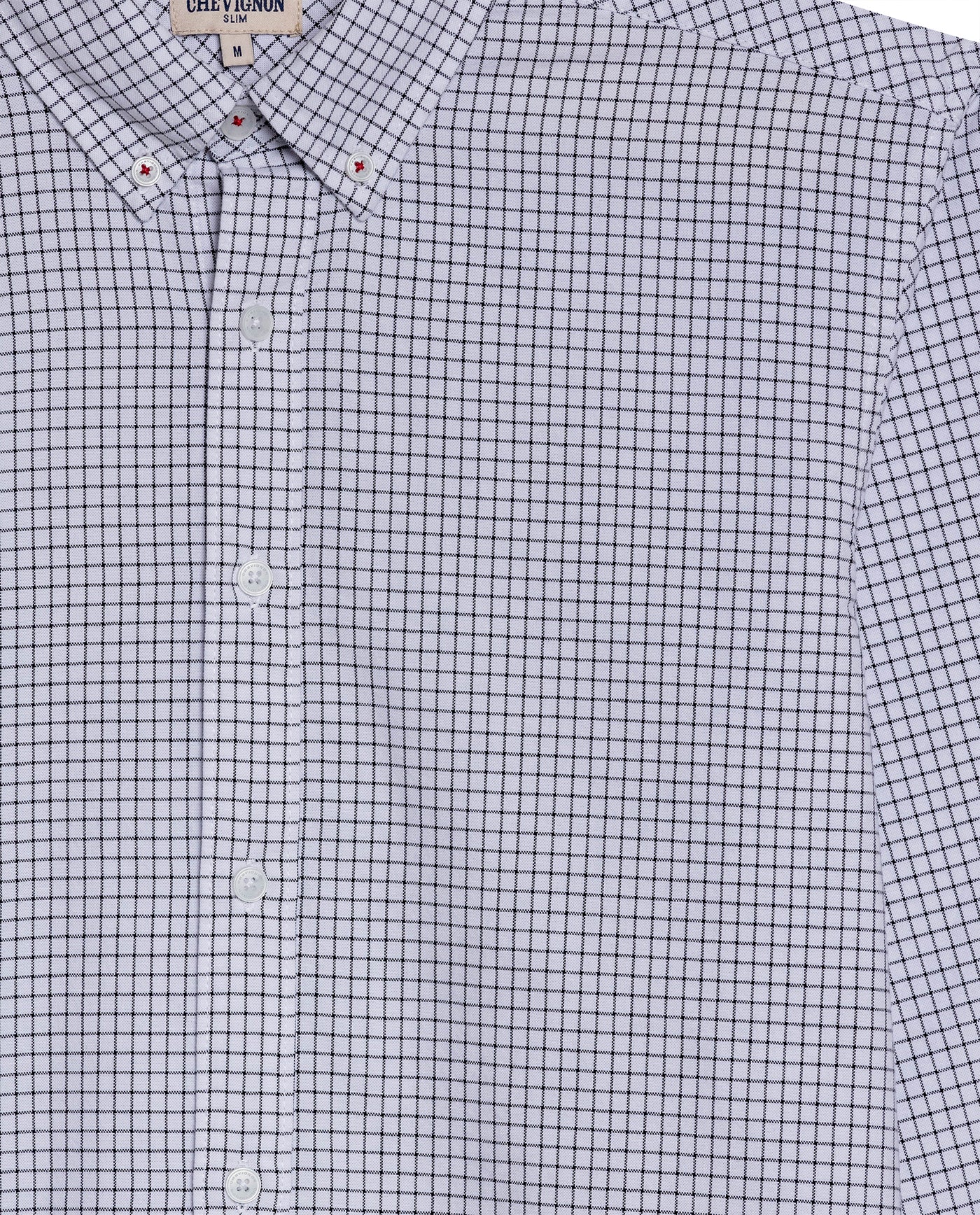 Mens Shirt Long Sleeve Slim Fit Check Pattern Cotton Button Down Collar Small Check Vibrant Red - Black 63_611H010_NEG194004_8