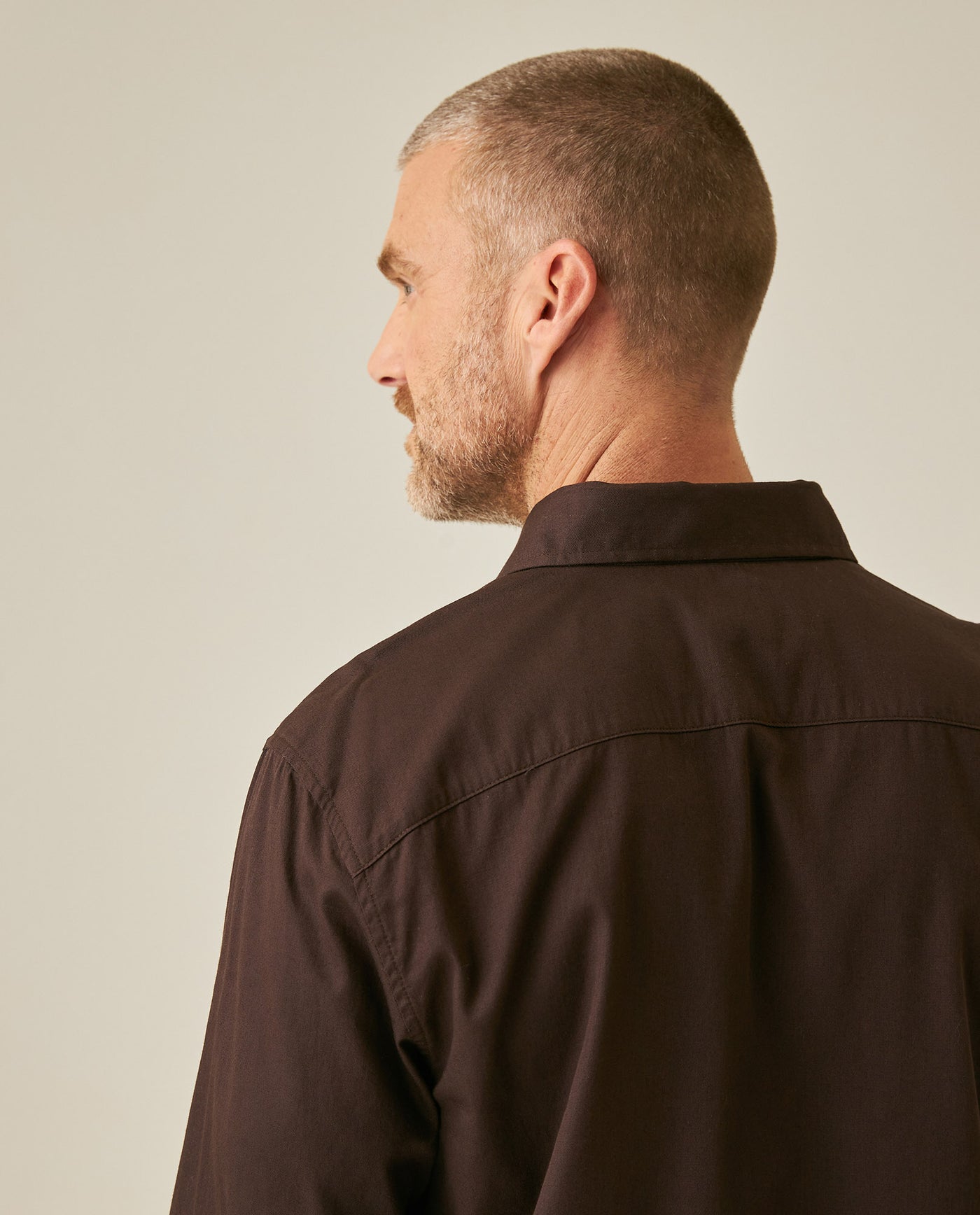 Mens Shirt Long Sleeve Slim Fit Spread Collar Cotton Subtle Satin Finish Tone on Tone Duck Side Pieces - Brown 63_611H011_CAF191016_7
