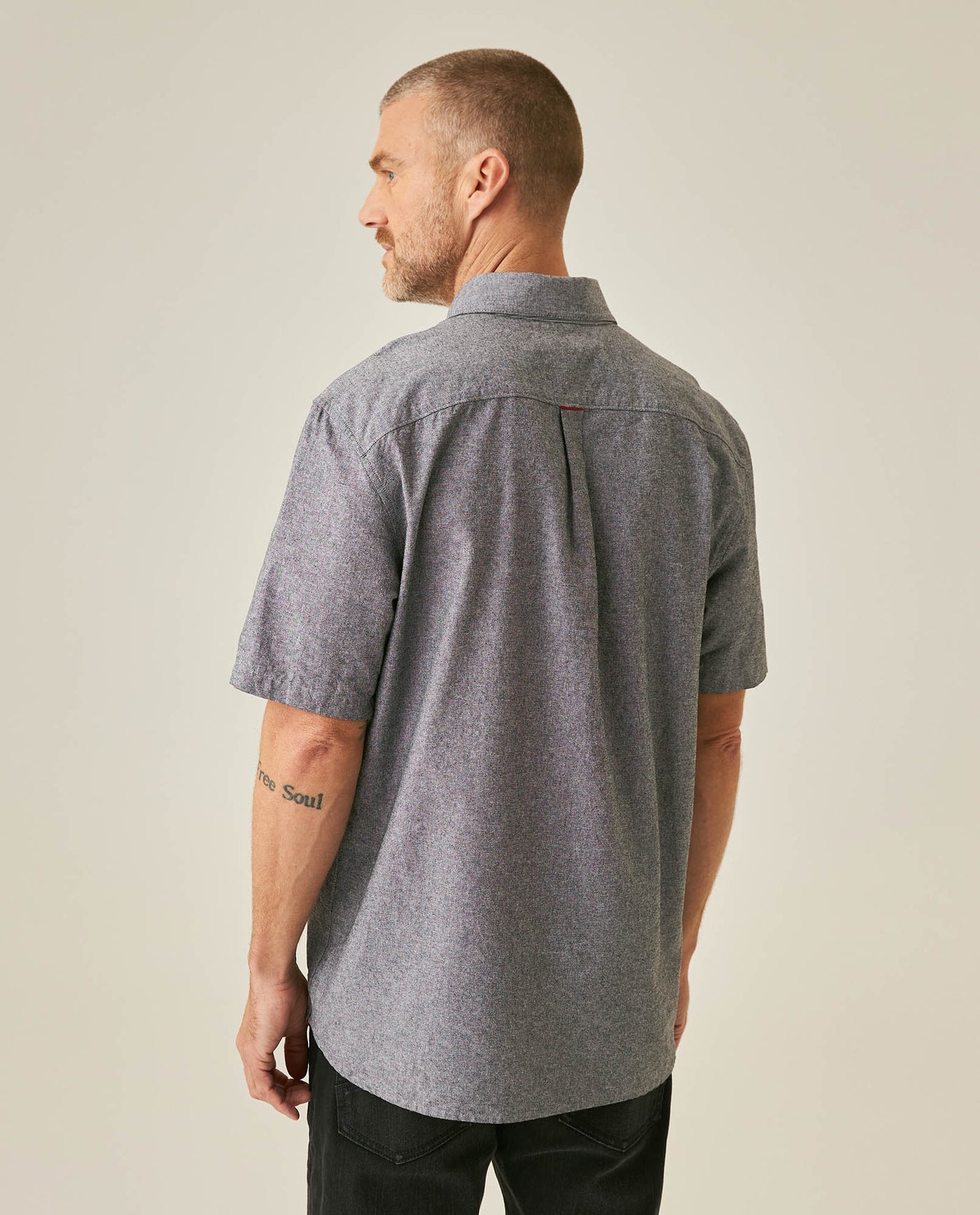 Mens Shirt Classic Fit Cotton Header Effect Red Side Details Internal Stripe Fabric Vibrant Duck - Black 63_611H013_NEG194004_6
