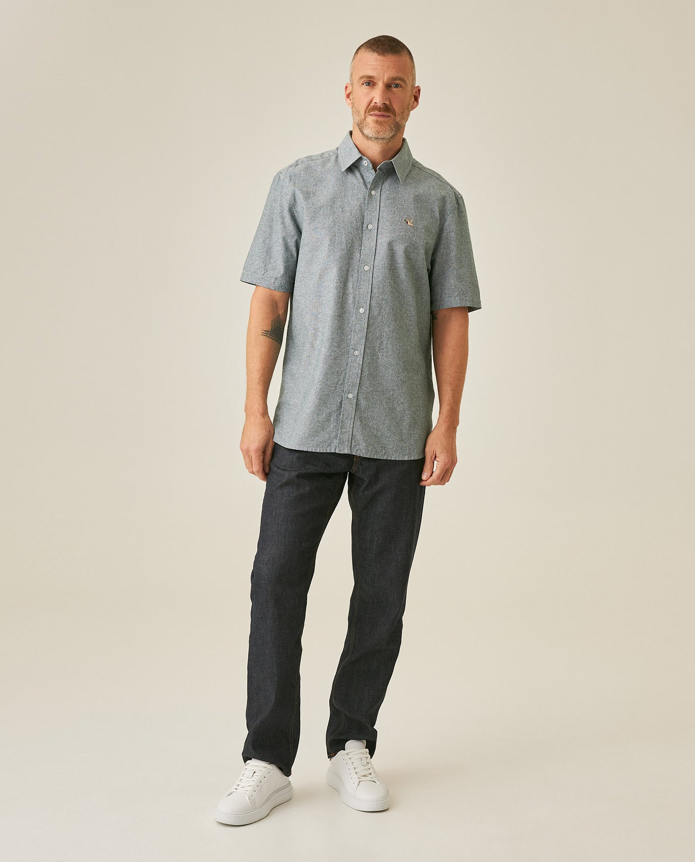 Mens Shirt Classic Fit Cotton Header Effect Red Side Details Internal Stripe Fabric Vibrant Duck - Dark Green 63_611H013_VER195406_4