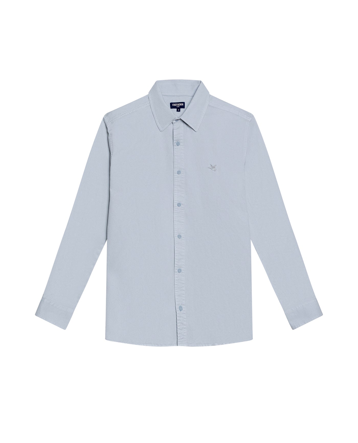 Mens Shirt Long Sleeve Slim Fit Cotton Twill Collar Stay Tone on Tone Duck Professional Structure - Blue 63_611H022_AZU144206_3