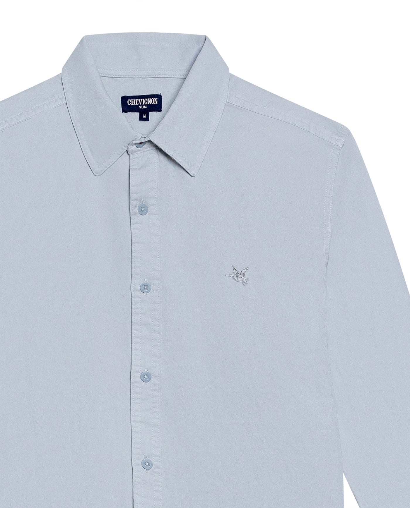 Mens Shirt Long Sleeve Slim Fit Cotton Twill Collar Stay Tone on Tone Duck Professional Structure - Blue 63_611H022_AZU144206_8