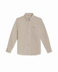 Men's Shirt Long Sleeve Slim Fit Button Down Polyester Lyocell Cotton Herringbone Premium Soft Hand - Beige