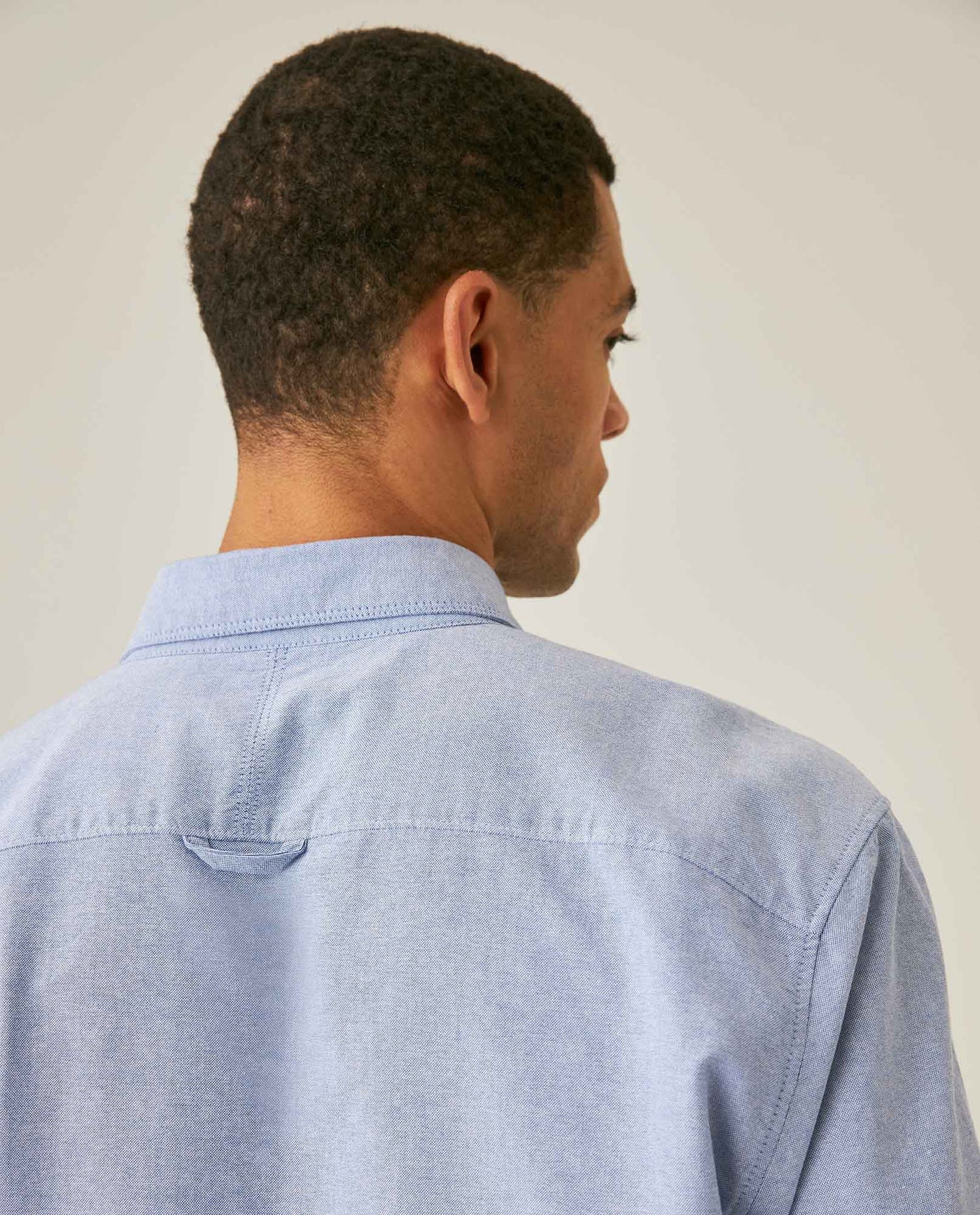 Mens Shirt Long Sleeve Regular Fit Button Down Oxford Cotton White Woven Classic Collegiate Spade Pocket - Blue 63_611H025_AZU194058_7