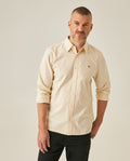 Men's Shirt Long Sleeve Slim Fit Oxford Cotton Vibrant Duck Raw Contrast Buttons Side Details Woven Label - Yellow