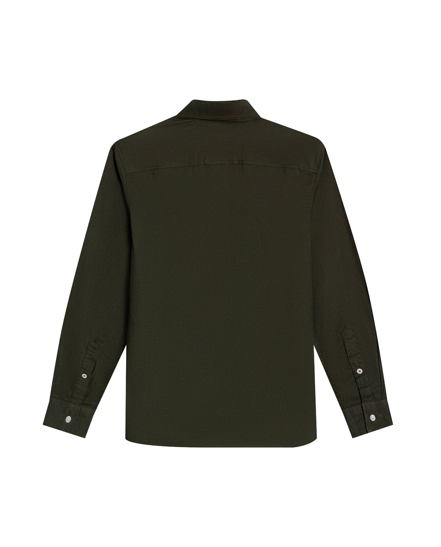 Mens Shirt Long Sleeve Slim Fit Oxford Cotton Vibrant Duck Raw Contrast Buttons Side Details Woven Label - Green 63_611H027_VER190414_5