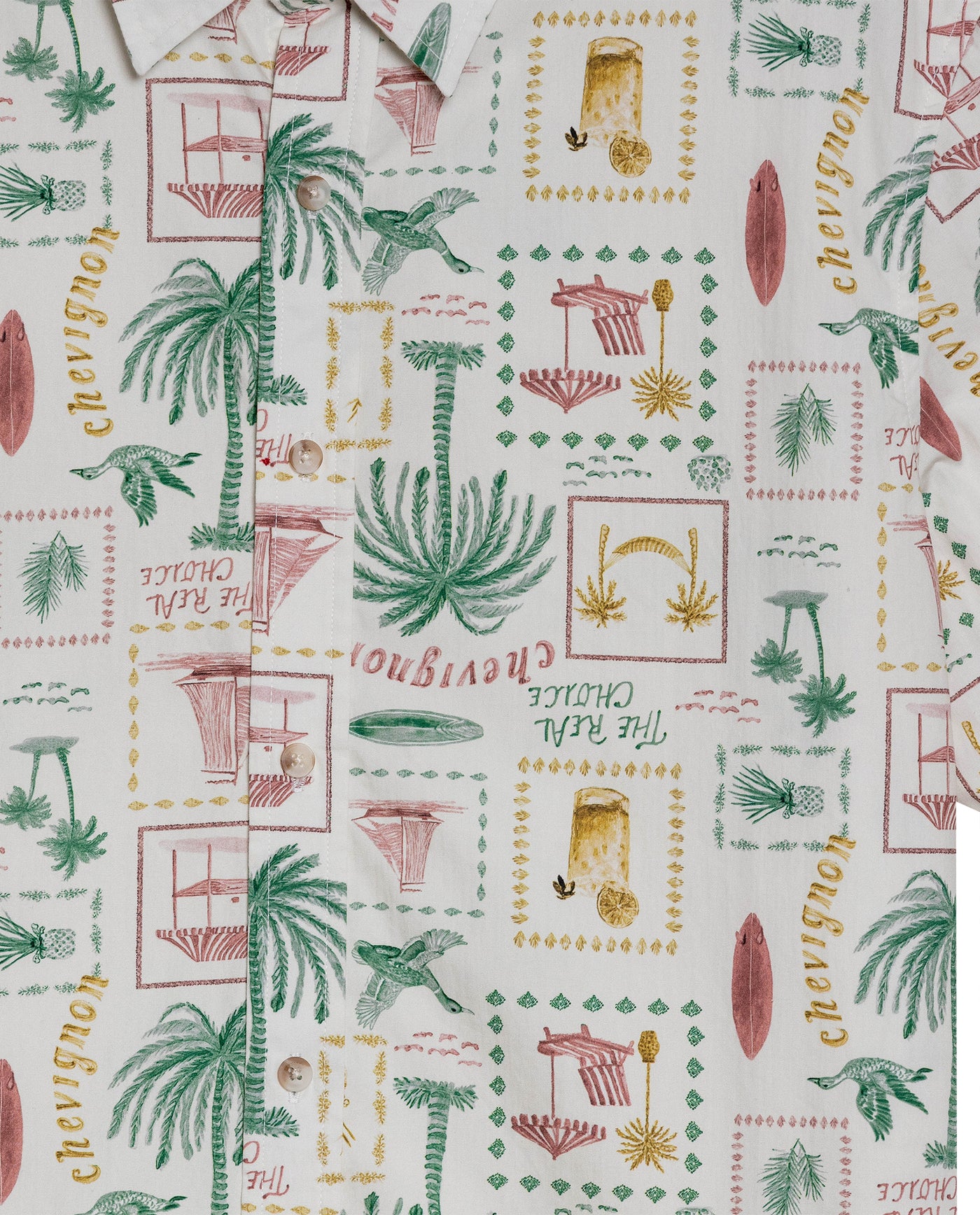 Mens Shirt Short Sleeve Classic Fit Resort Cotton Continuous Palm Print Flag Label No Pocket - Raw 63_611H029_CRU110606_8
